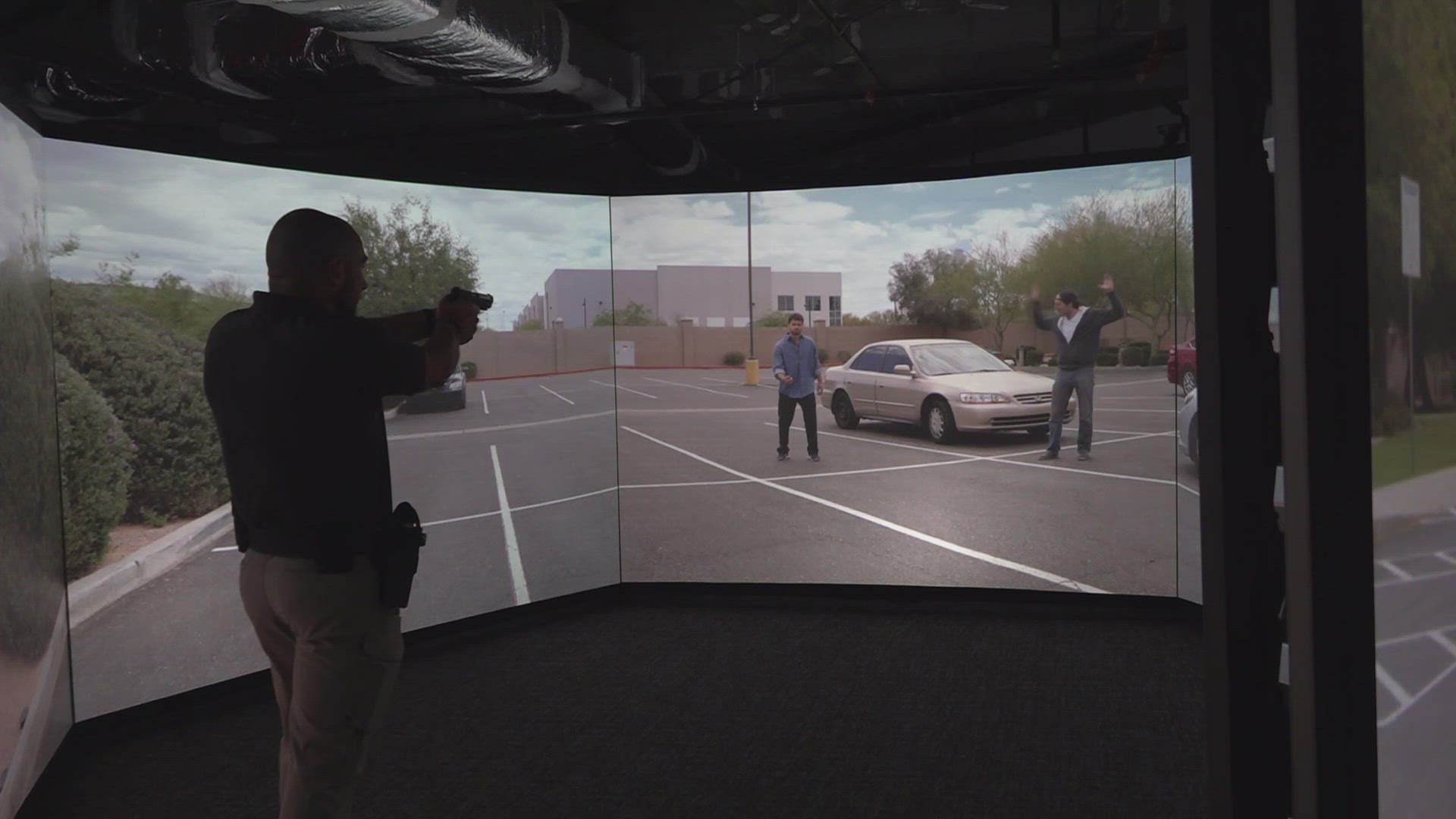 The VirTra Simulator is meant to immerse officers in different situations, training them on how to de-escalate situations almost hands-on.