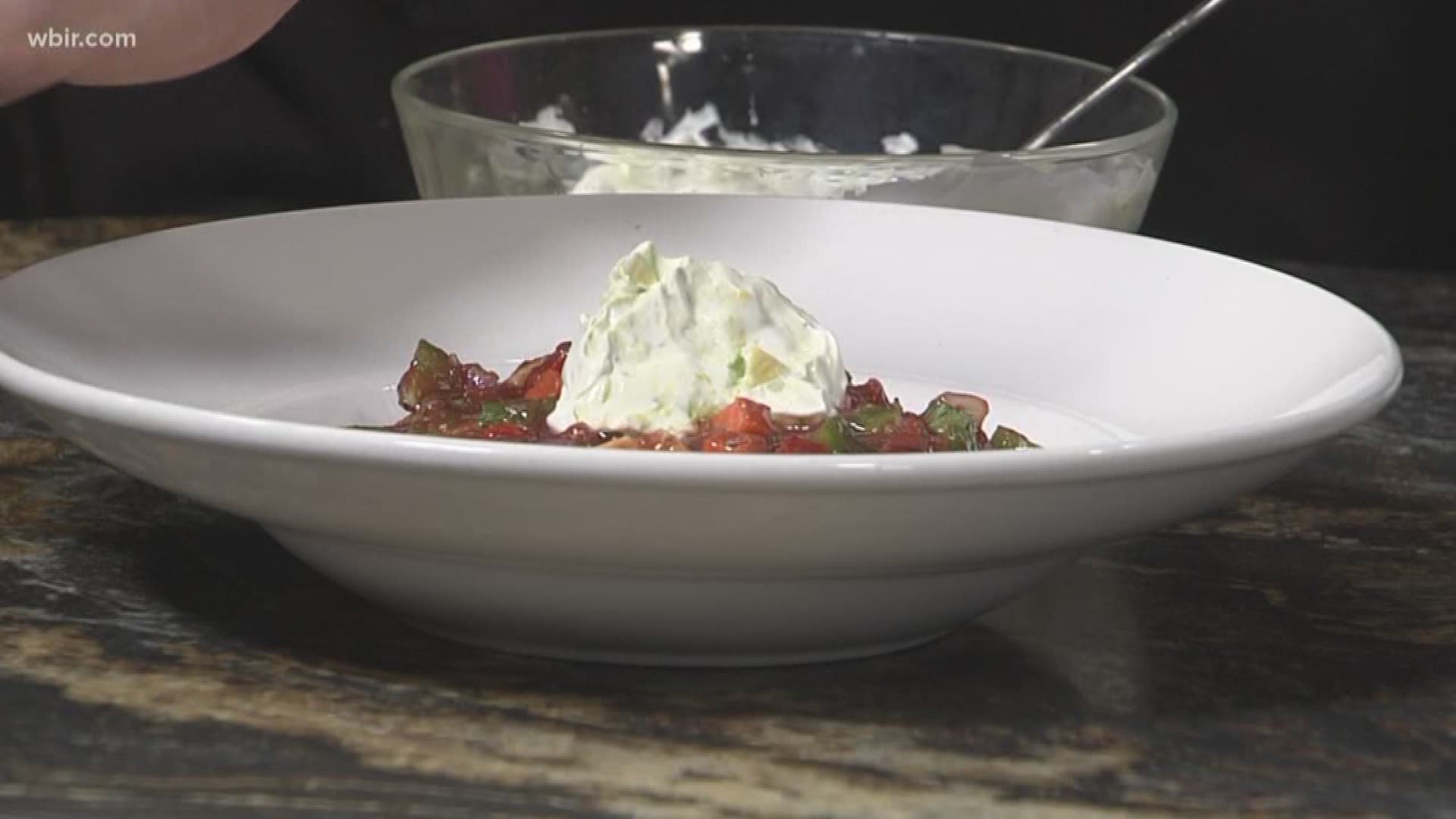 Chef Gary Nicely From Naples Italian Restaurant whips up a gazpacho with avocado sour cream!