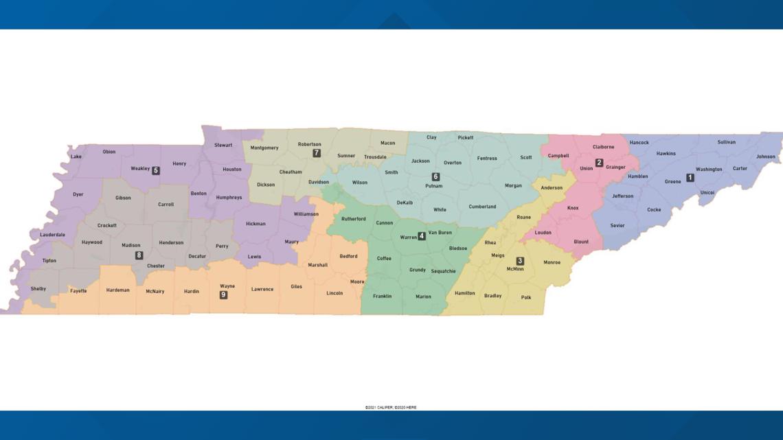 Some East Tennessee counties would shift districts under the proposed map.