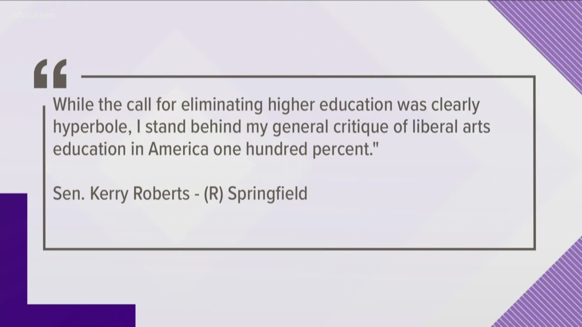 In a statement Tuesday, Roberts said it was a joke but stands behinds his critique of liberal arts education.