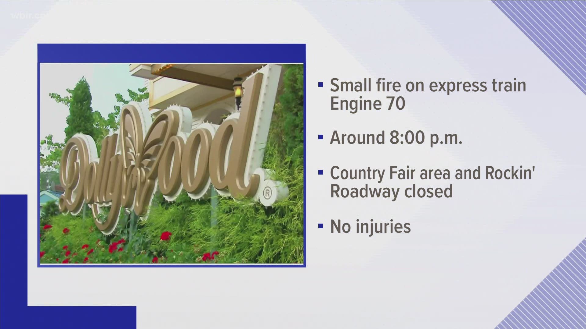 Some people were evacuated from the Country Fair area of the park and the Rockin' Roadway attraction was closed.