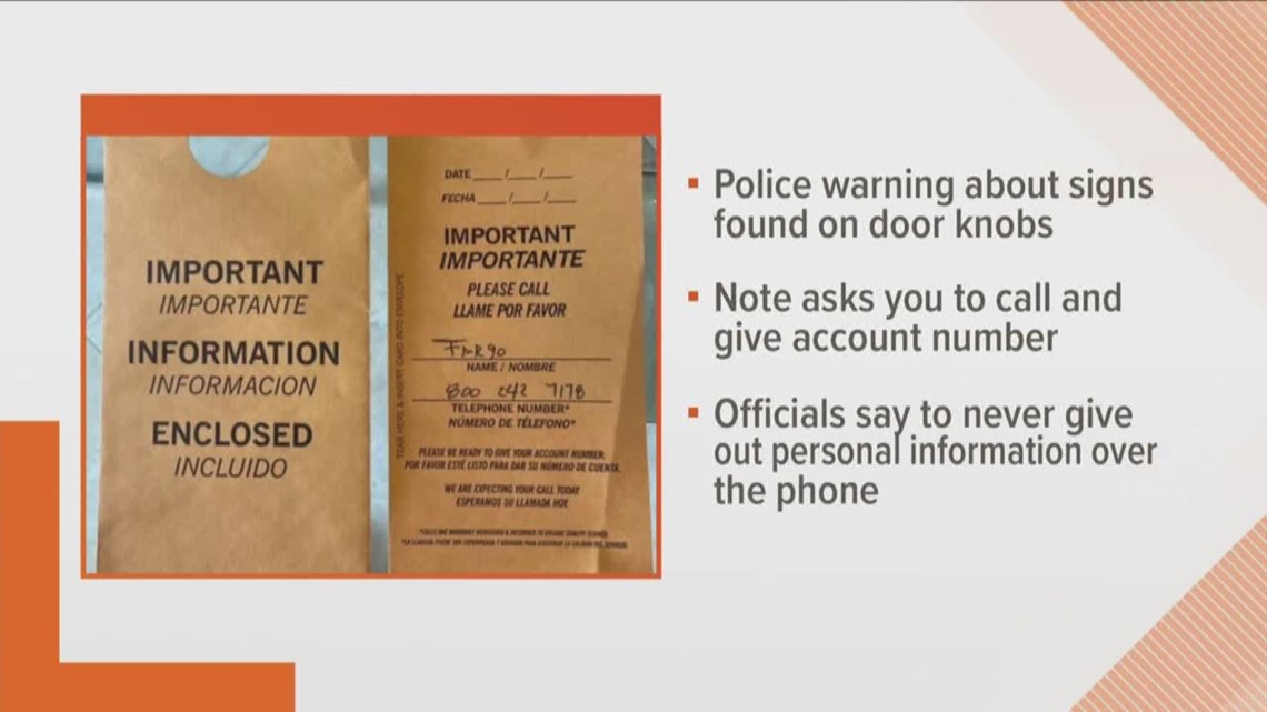 Maryville police warn about scam signs on doorknobs