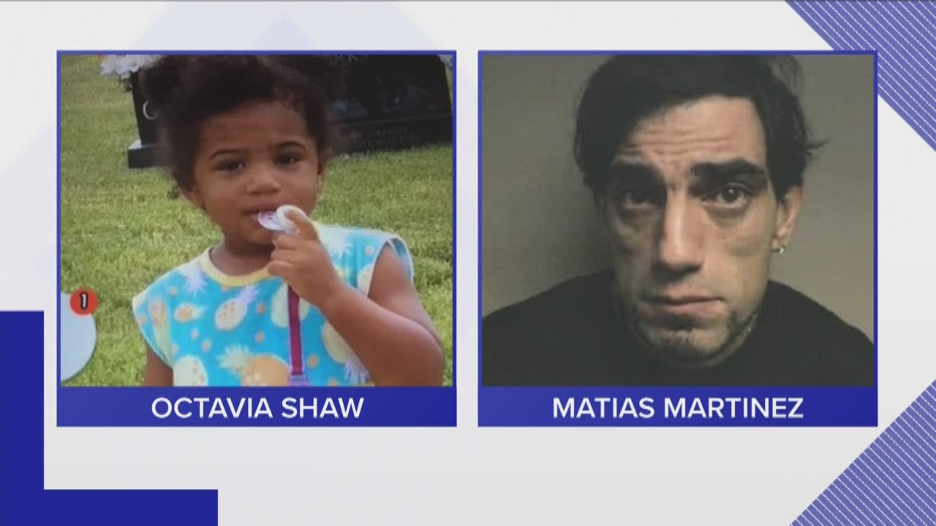 The TBI said 23-month-old Octavia Shaw was abducted by 37-year-old Matias Matrinez after he ran off with her following a traffic stop.