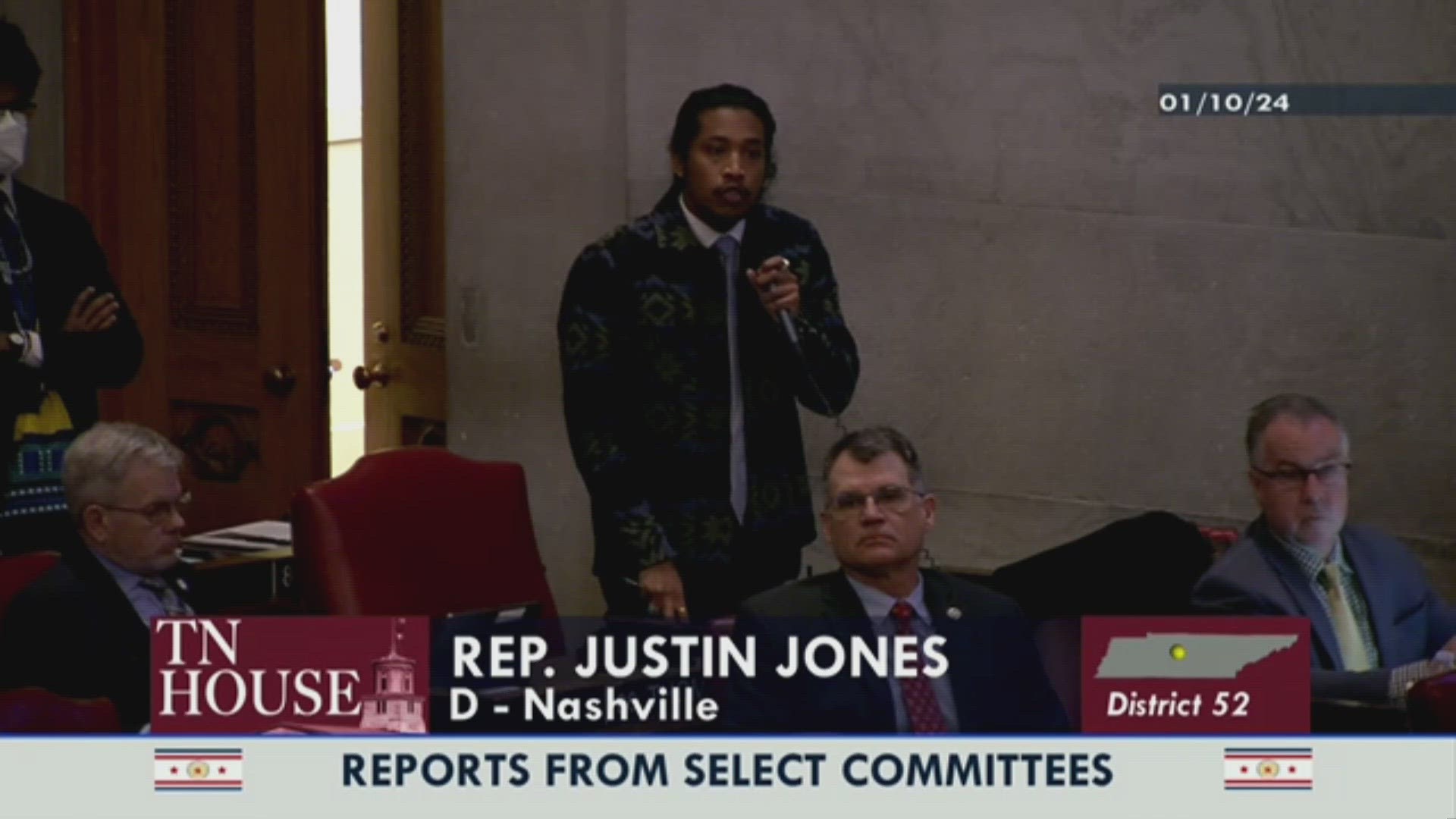 On the second day of the legislative session in Nashville, democratic lawmaker Justin Jones was ruled out of order.