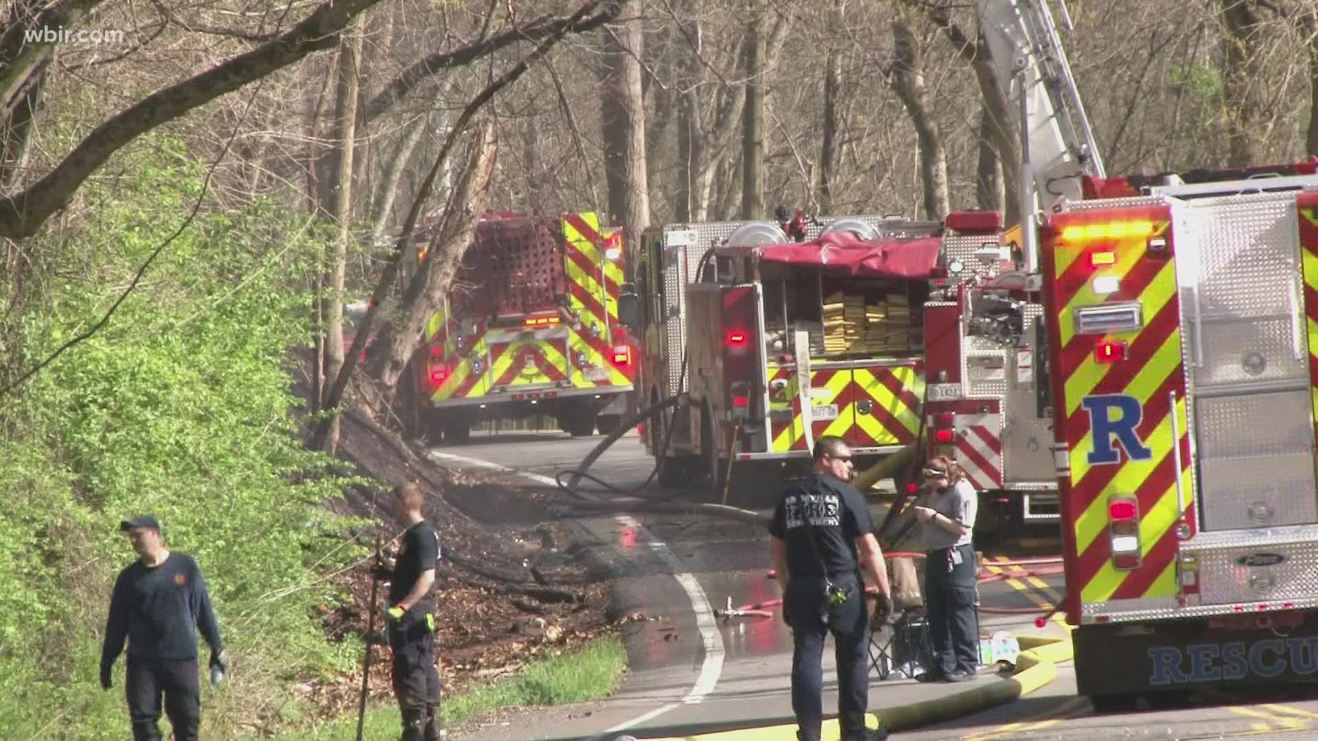 Crews worked to put out a brush fire near UT Medical Center on Cherokee Trail.