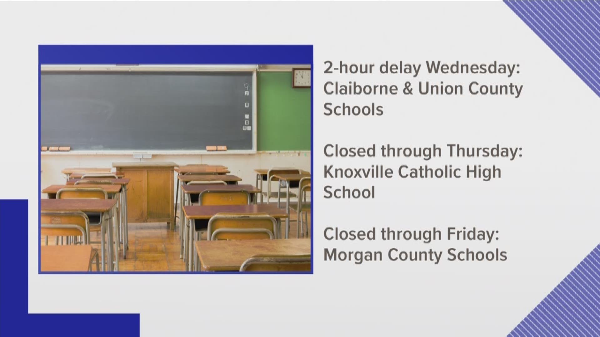 Several East Tennessee school systems have either delayed or closed tomorrow.