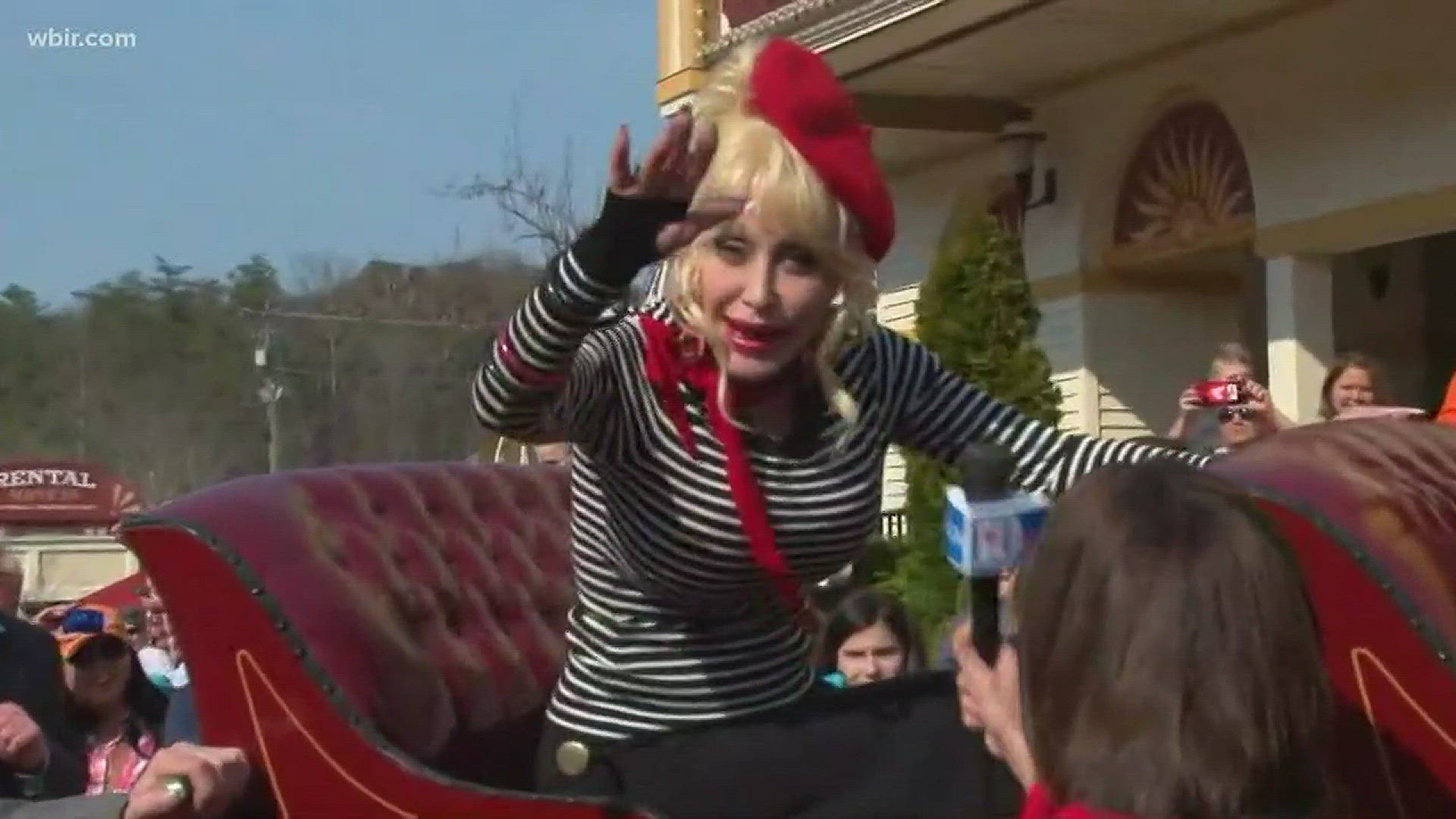 Dolly Parton thrills guests at Dollywood for her Festival of Nations parade.March 16, 2018-4pm