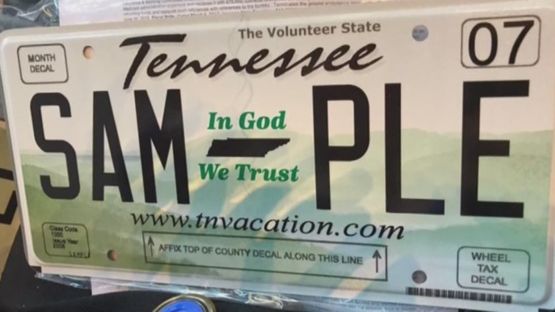 The a new state law provides an optional addition to state license plates--- the words "In God We Trust."