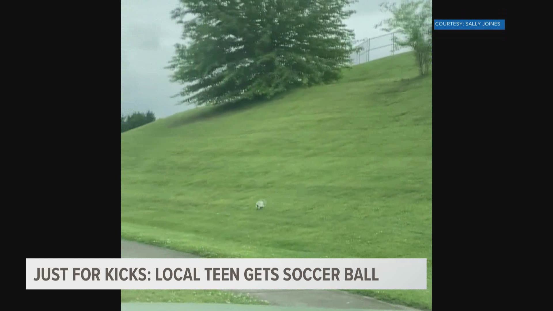 Local passenger tries to help local students retrieve their soccer ball. May 13, 2021-4pm.