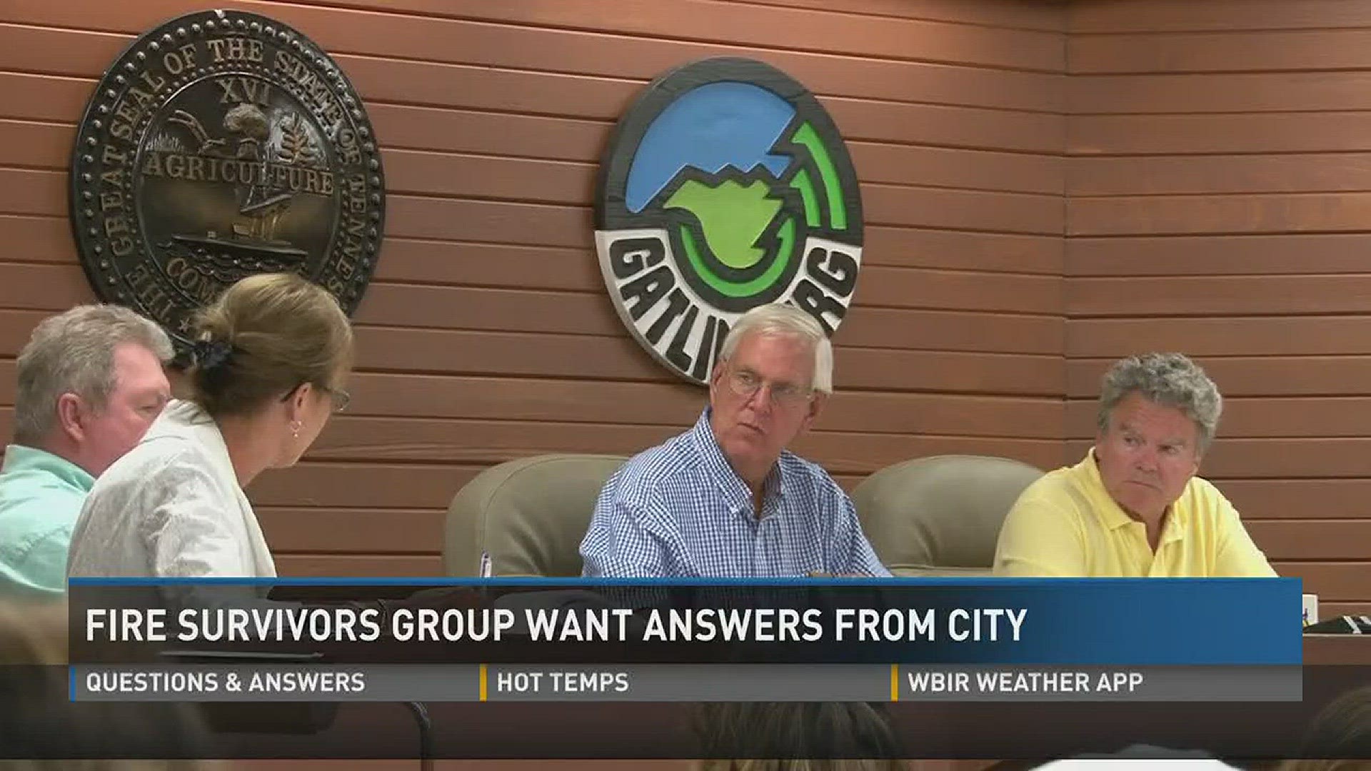 July 18, 2017: The Gatlinburg City Commission answered dozens of questions from a group of wildfire survivors seeking information about the city's response to the devastating wildfires and the ongoing recovery.