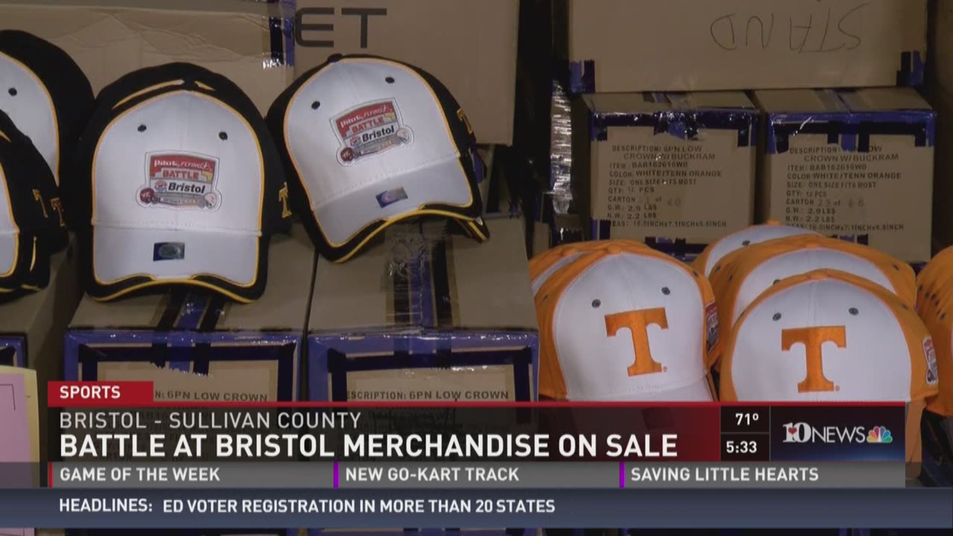 Sept. 30, 2016: Merchandise from college football's Biggest Ever is now on sale at Bristol Motor Speedway.