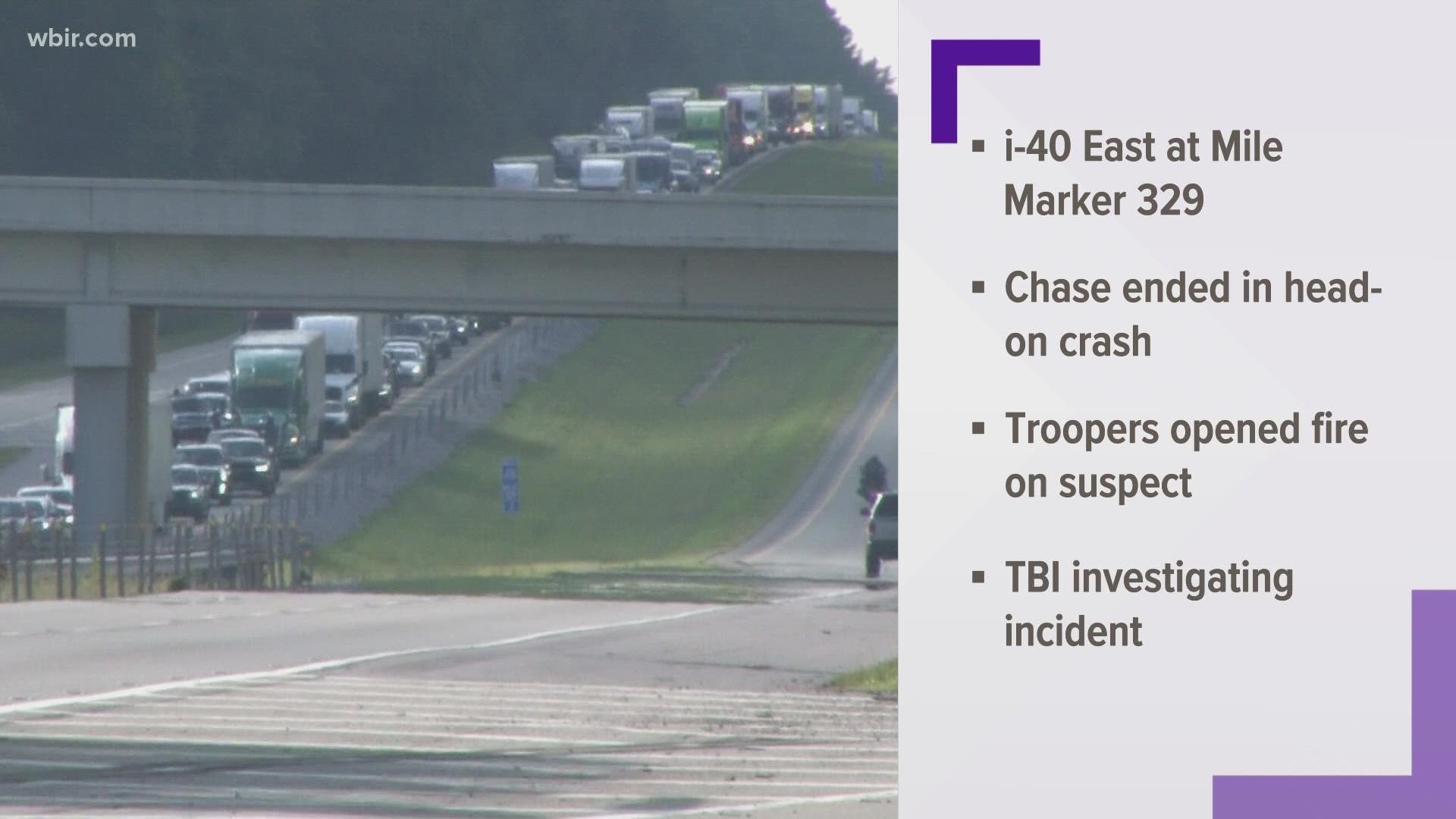 The TBI says THP troopers tried to stop a car on I-40 in Crab Orchard that police in Kentucky were looking for