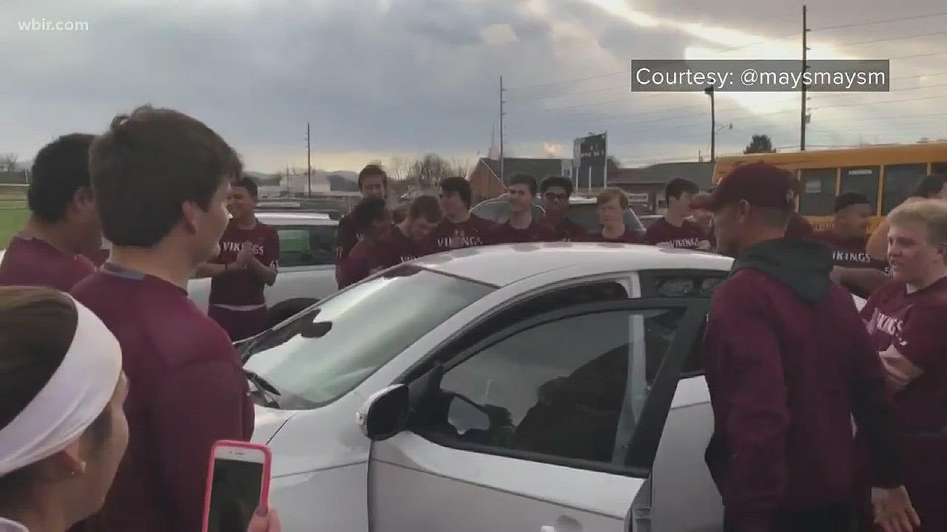 One of the coaches at a Tennessee high school in Bristol was in need of a car, so the team and community came together to pitch in and get him a new one.