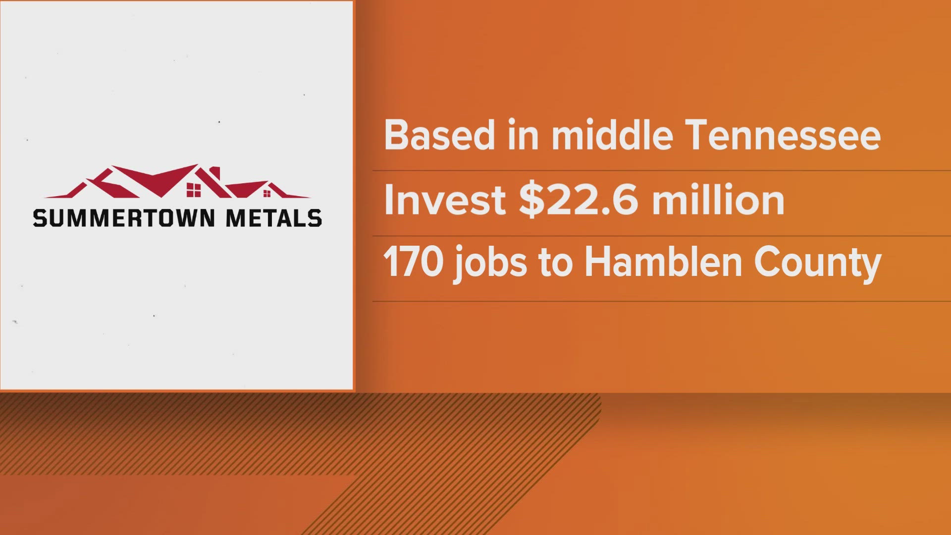 "Summertown Metals " is based in Middle Tennessee and plans to expand its operation to Morristown.
