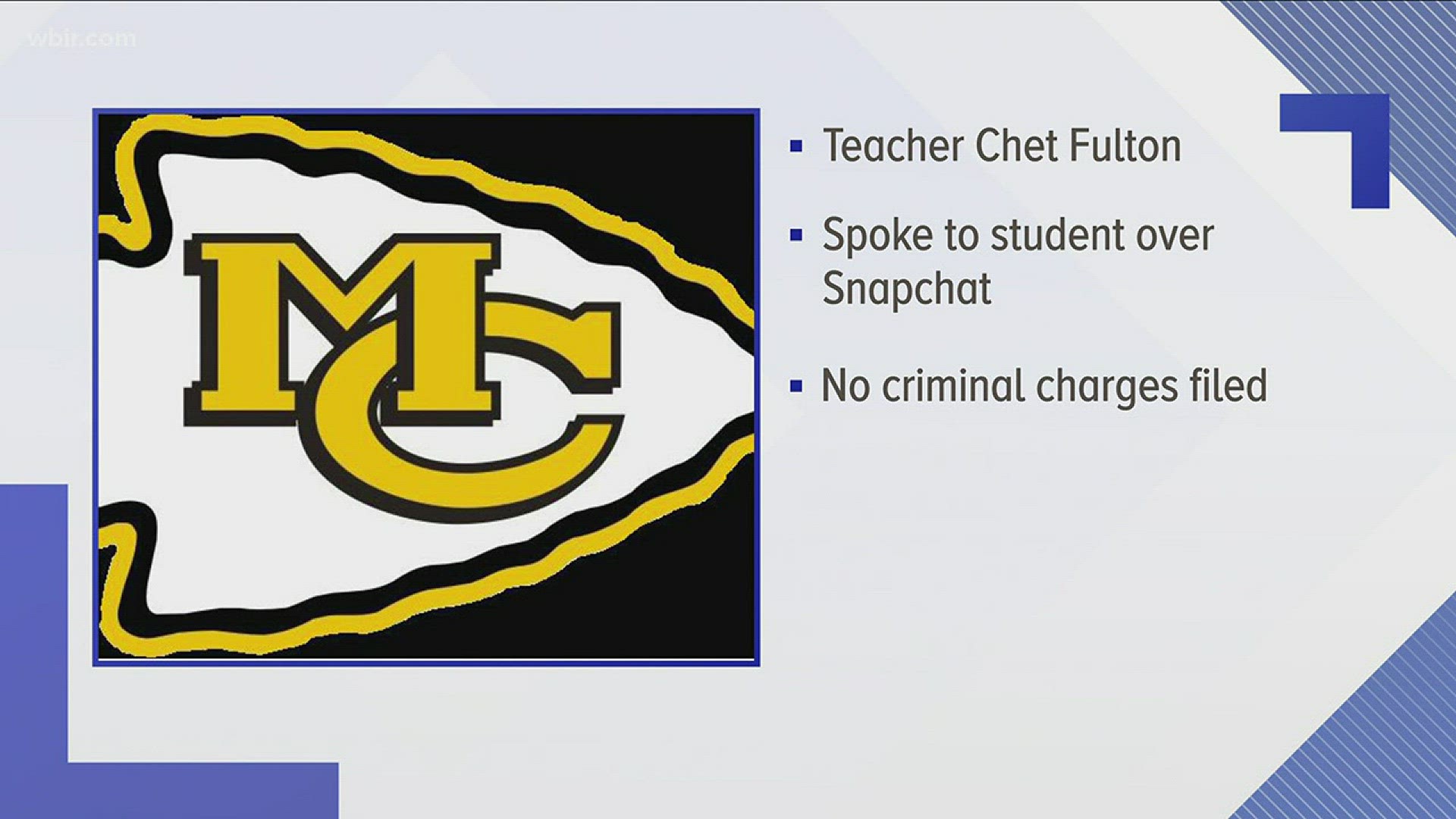 March 7, 2018: McMinn County Schools leaders dismissed a teacher for inappropriate communications with a female student.