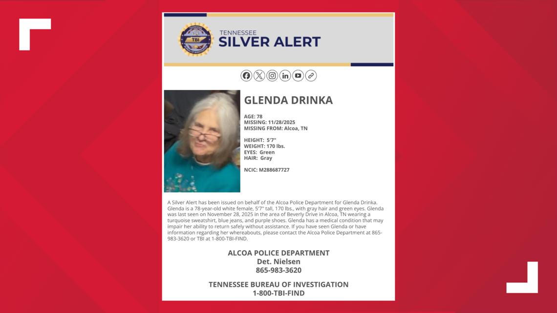 Update: TBI cancels Silver Alert after 78-year-old Glenda Drinka found ...