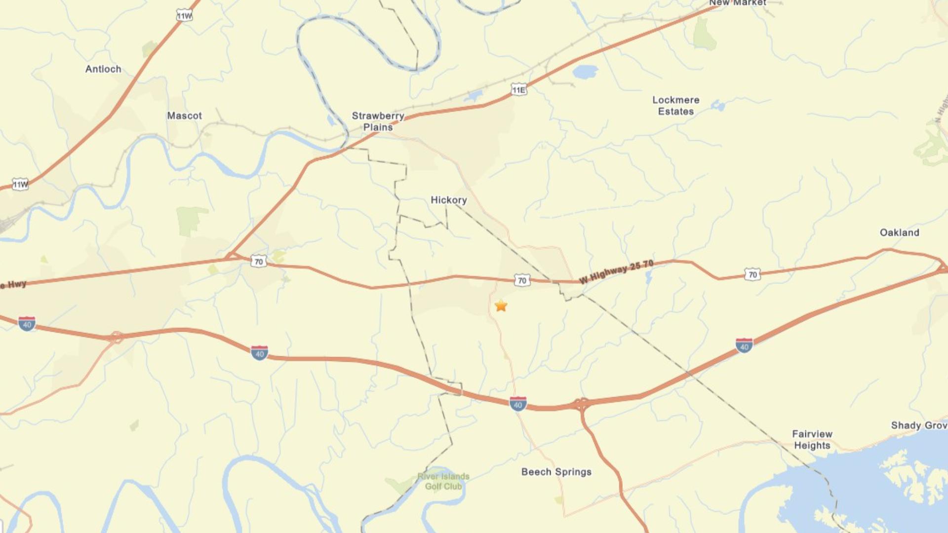 Where was the earthquake today near knoxville tn