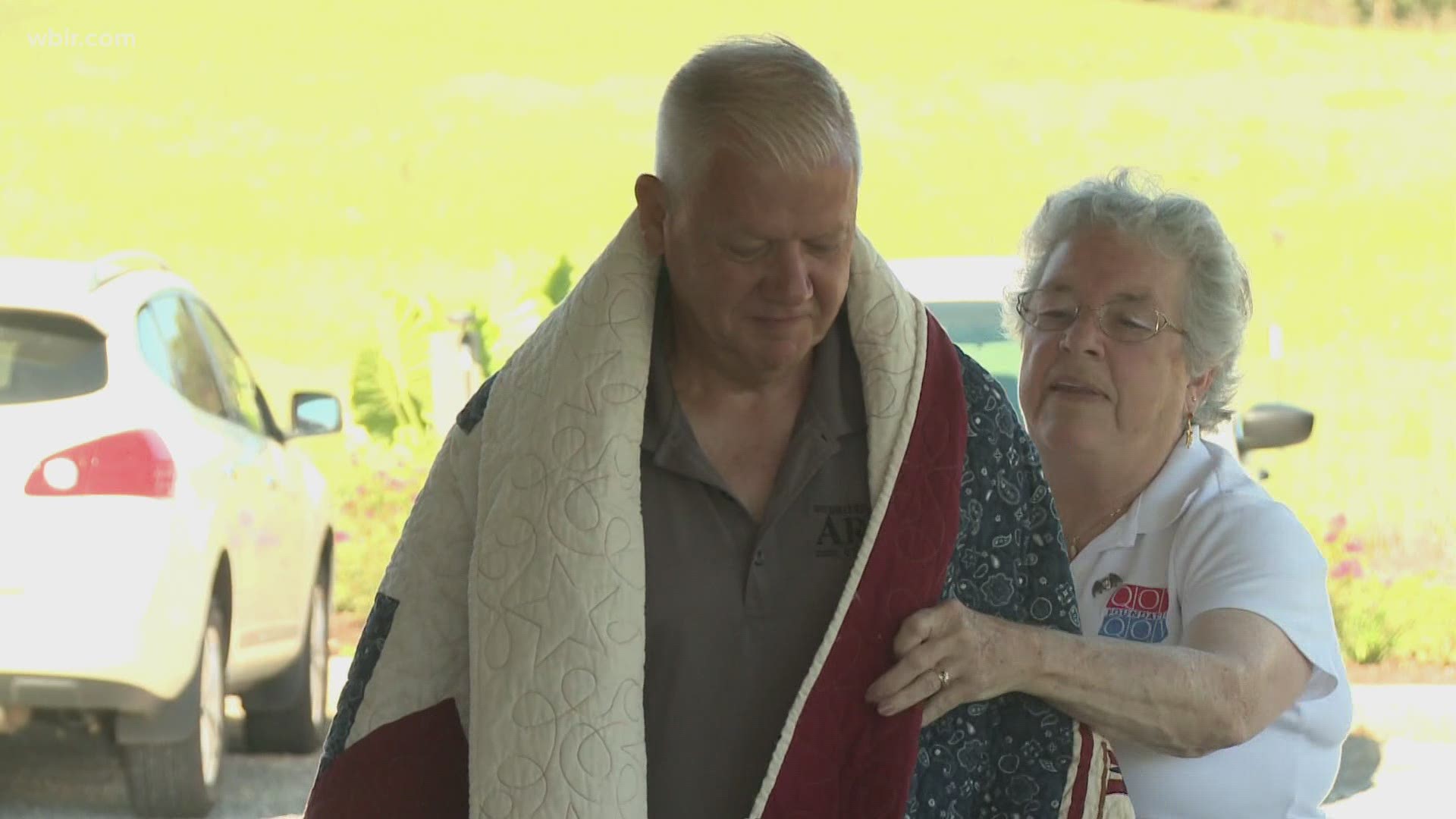 On Saturday near Whitesburg, retired Colonel Charles Southerland got a quilt of valor for his 37 years of service.