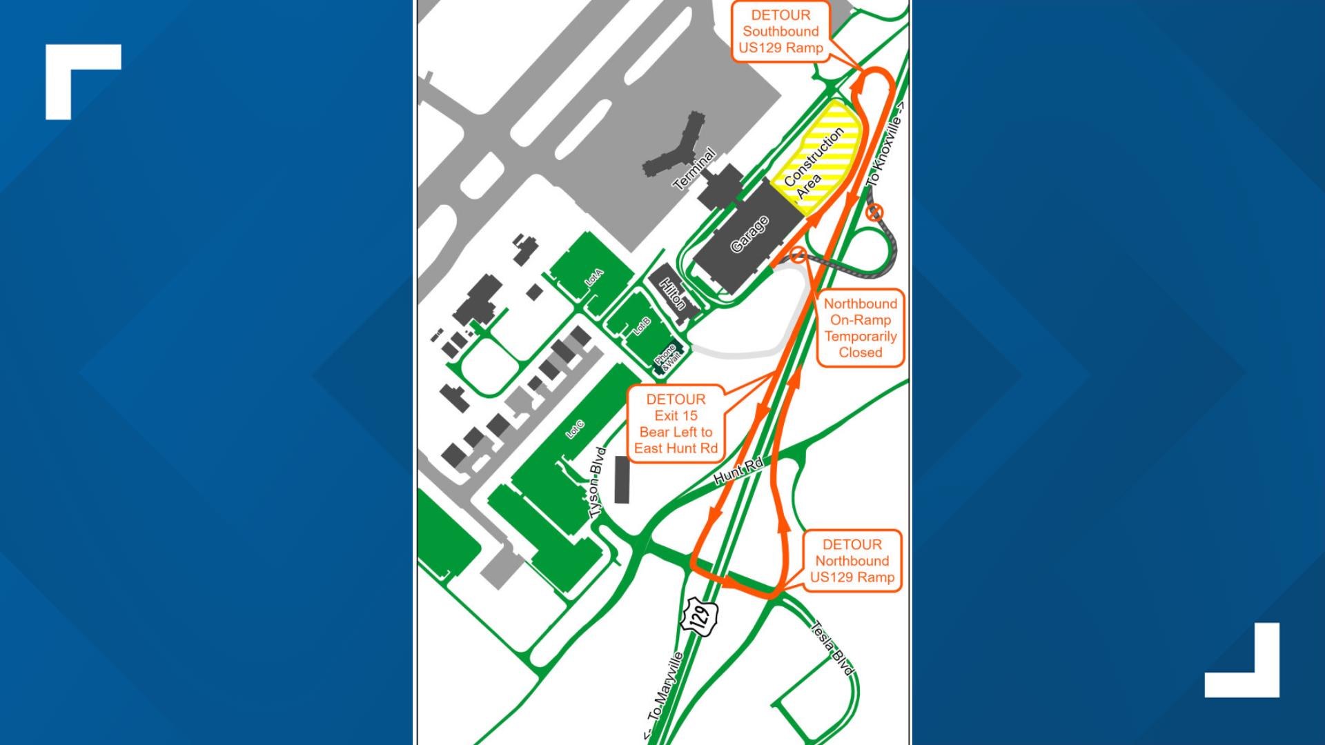 Mtb Start Ramp Traffic changes at McGhee Tyson Airport set to start May 18 | wbir.com