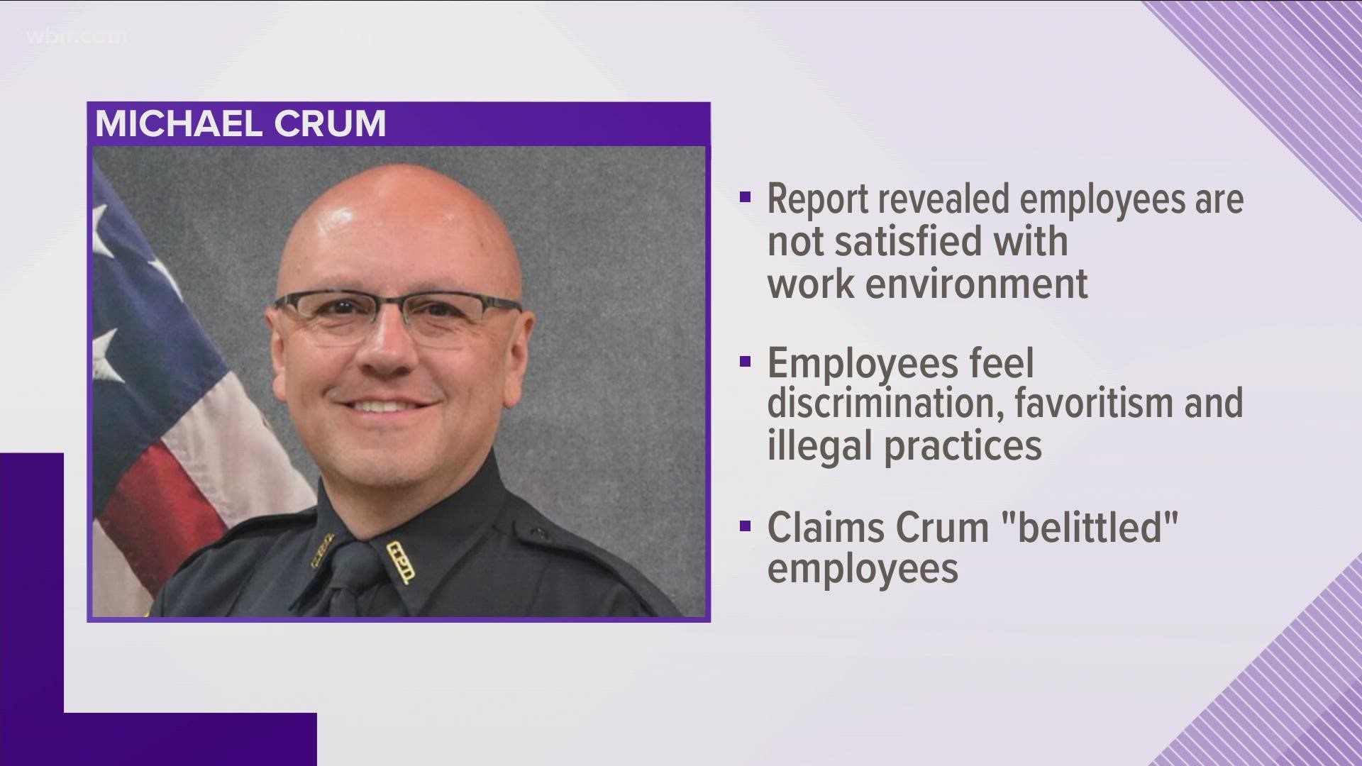 Michael Crum was terminated after a department-wide report revealed employees haven't been satisfied with the work environment.