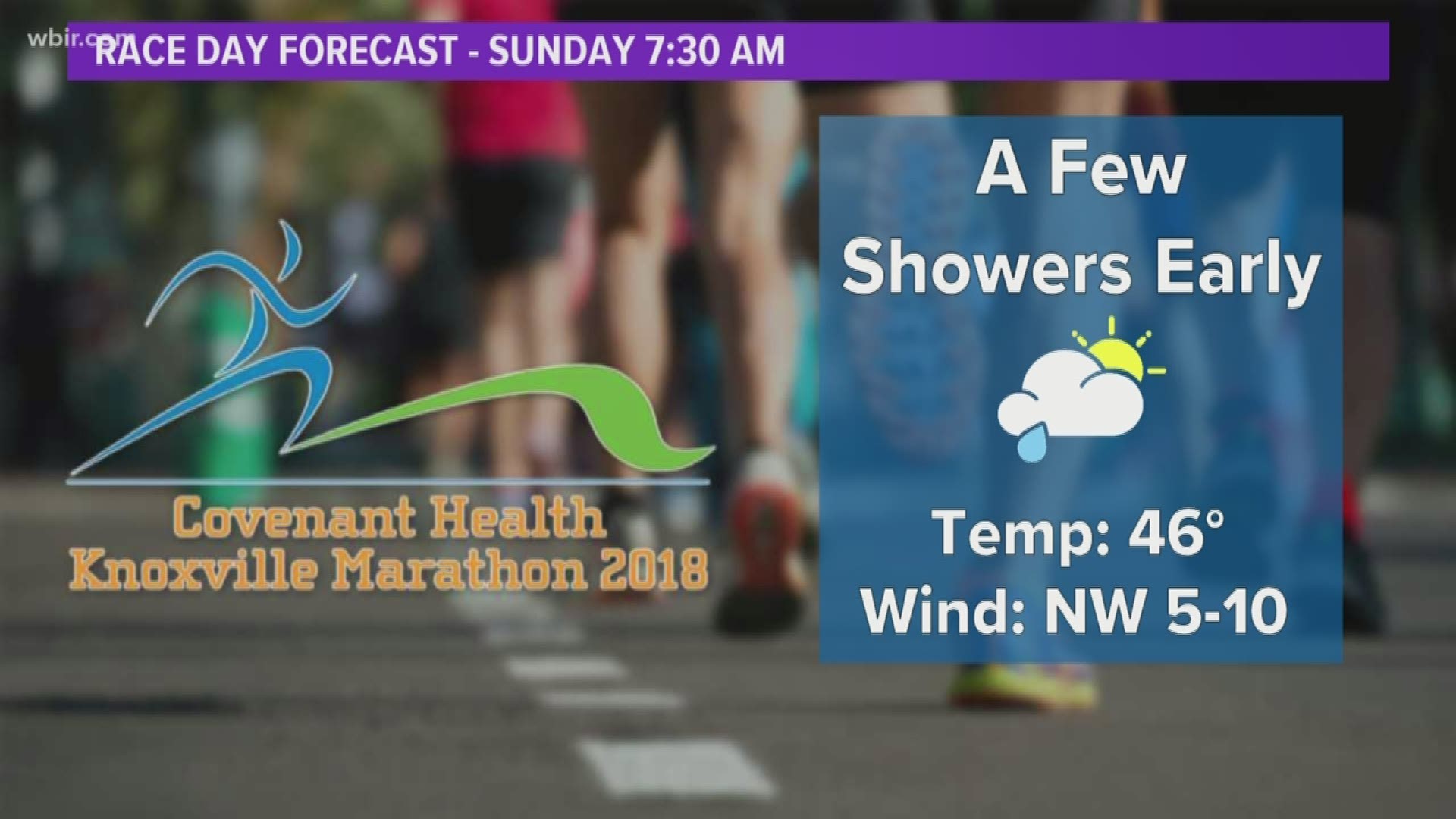 It will be cool and maybe wet early on for Sunday's 2018 Covenant Health Knoxville Marathon.