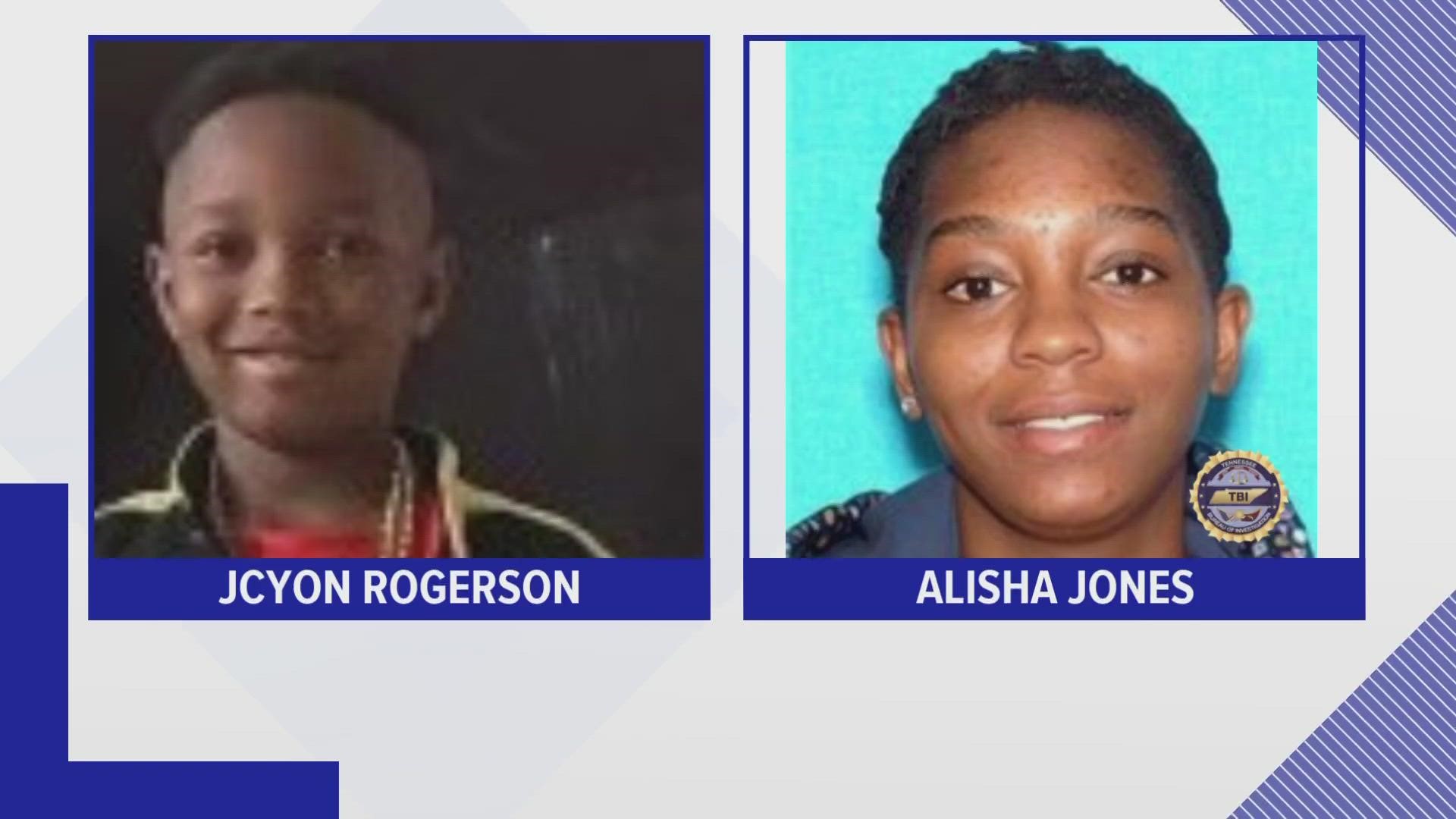 Jcyon Rogerson was believed to be with 31-year-old Alisha Jones, according to the Tennessee Bureau of Investigation.