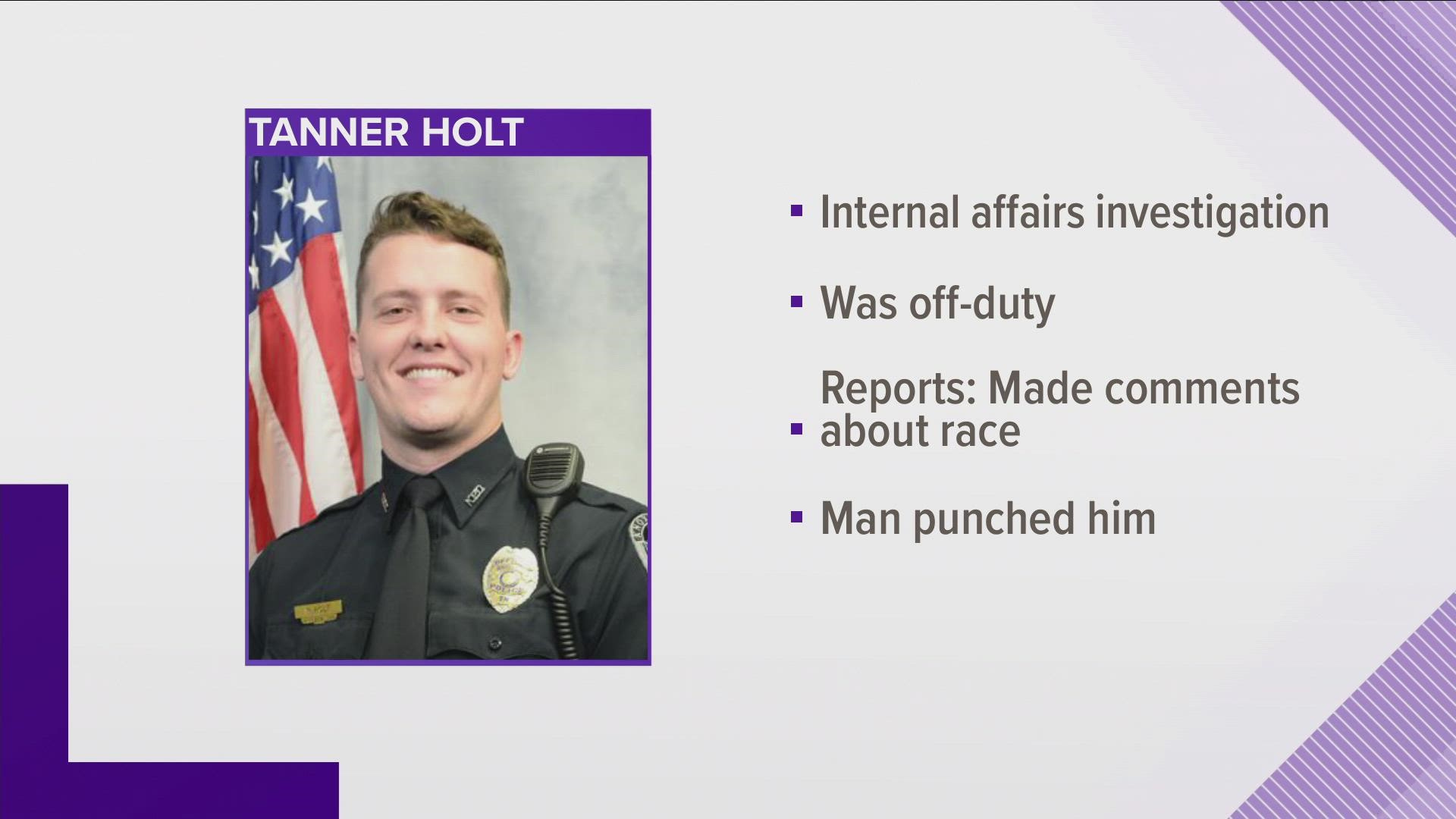 Several witnesses told the officer that a "very intoxicated" Holt, who is White, made several comments about race.