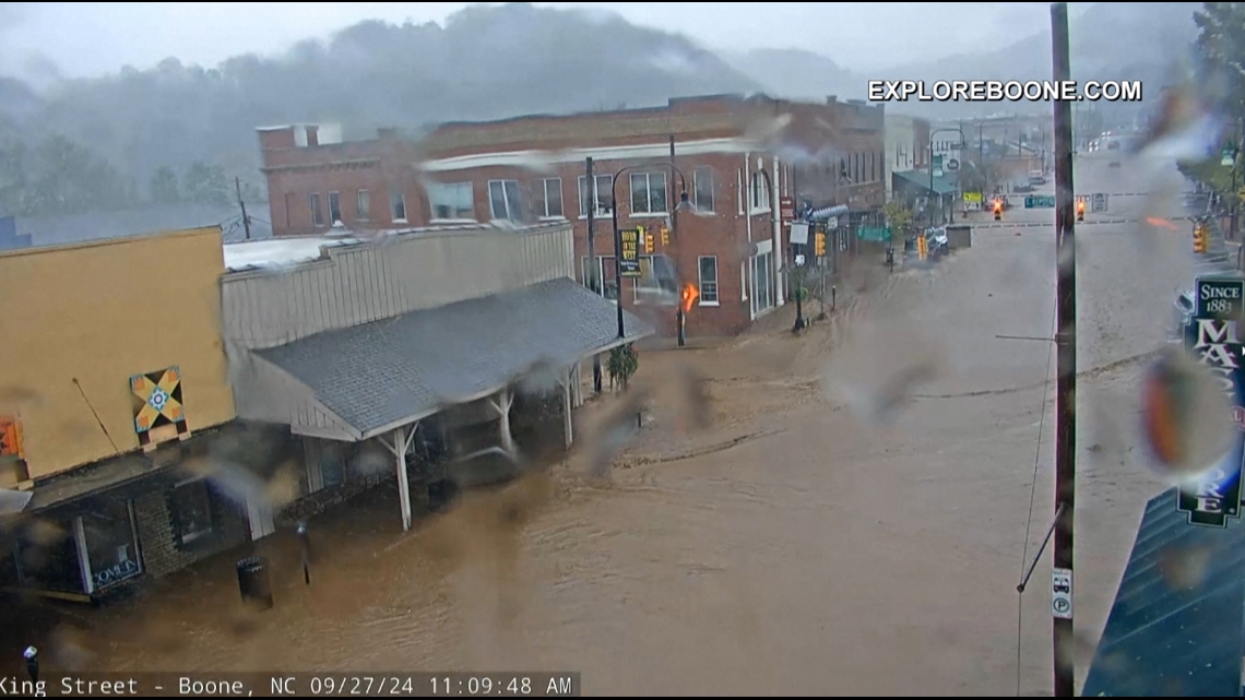 Town of Boone floods in the Blue Ridge Mountains of Western North ...