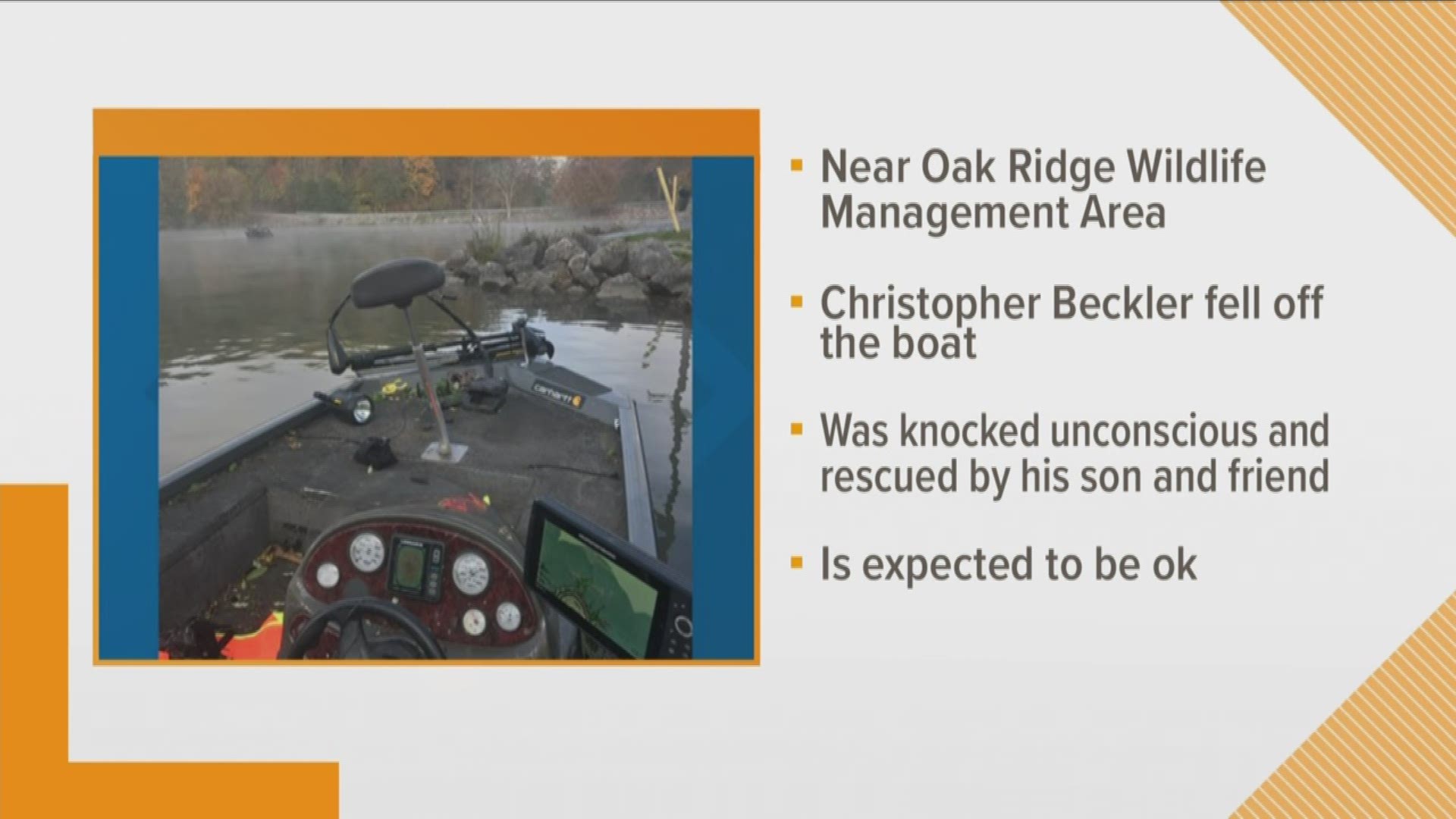 A deer hunter is expected to be okay after falling off his boat and being knocked unconscious.