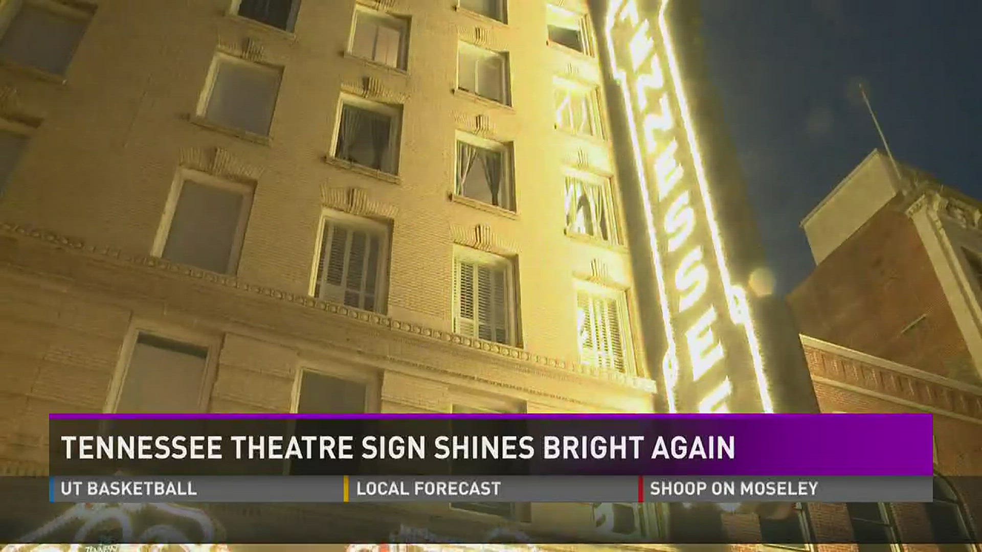 Hundreds of people gathered on Gay Street for the re-lighting of the iconic Tennessee Theatre sign.