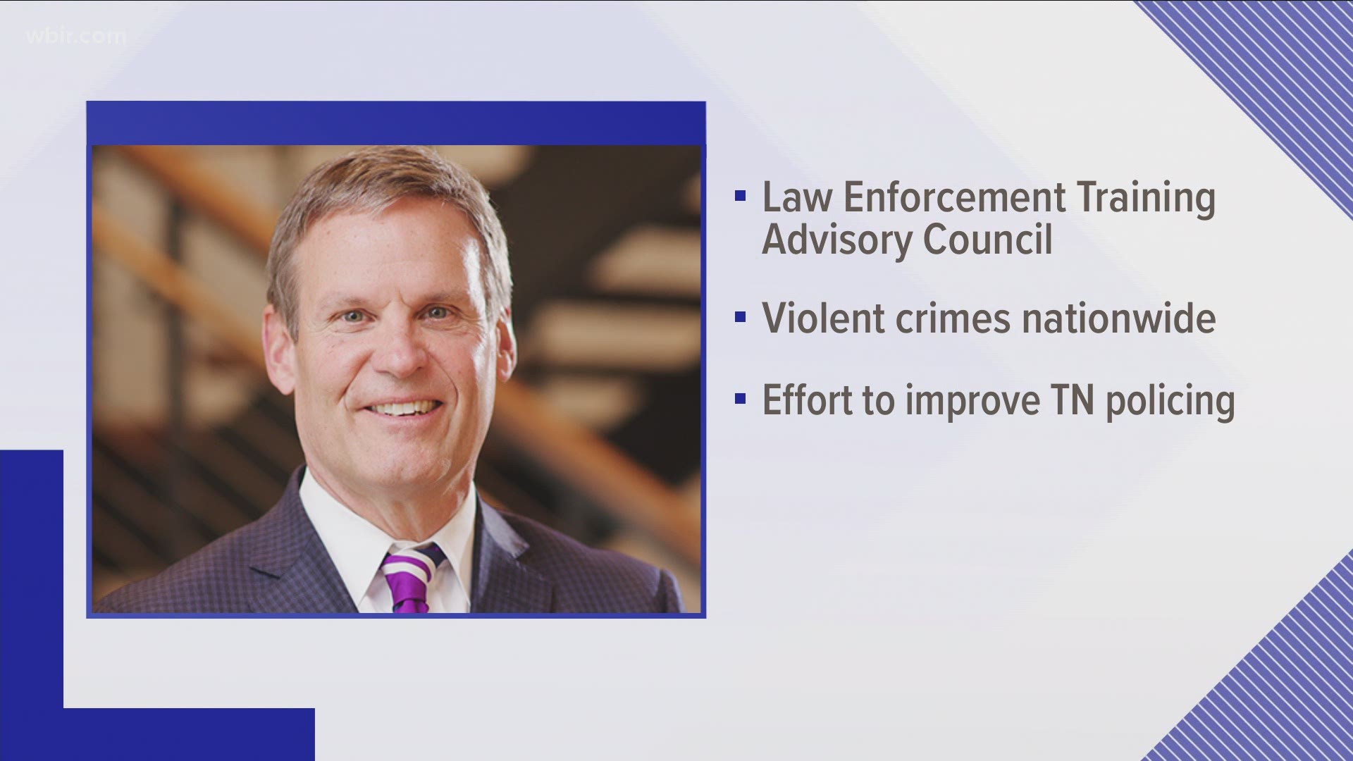 Governor Bill Lee spoke to the Law Enforcement Training Advisory Council about progress the state has made to improve policing in communities across Tennessee.