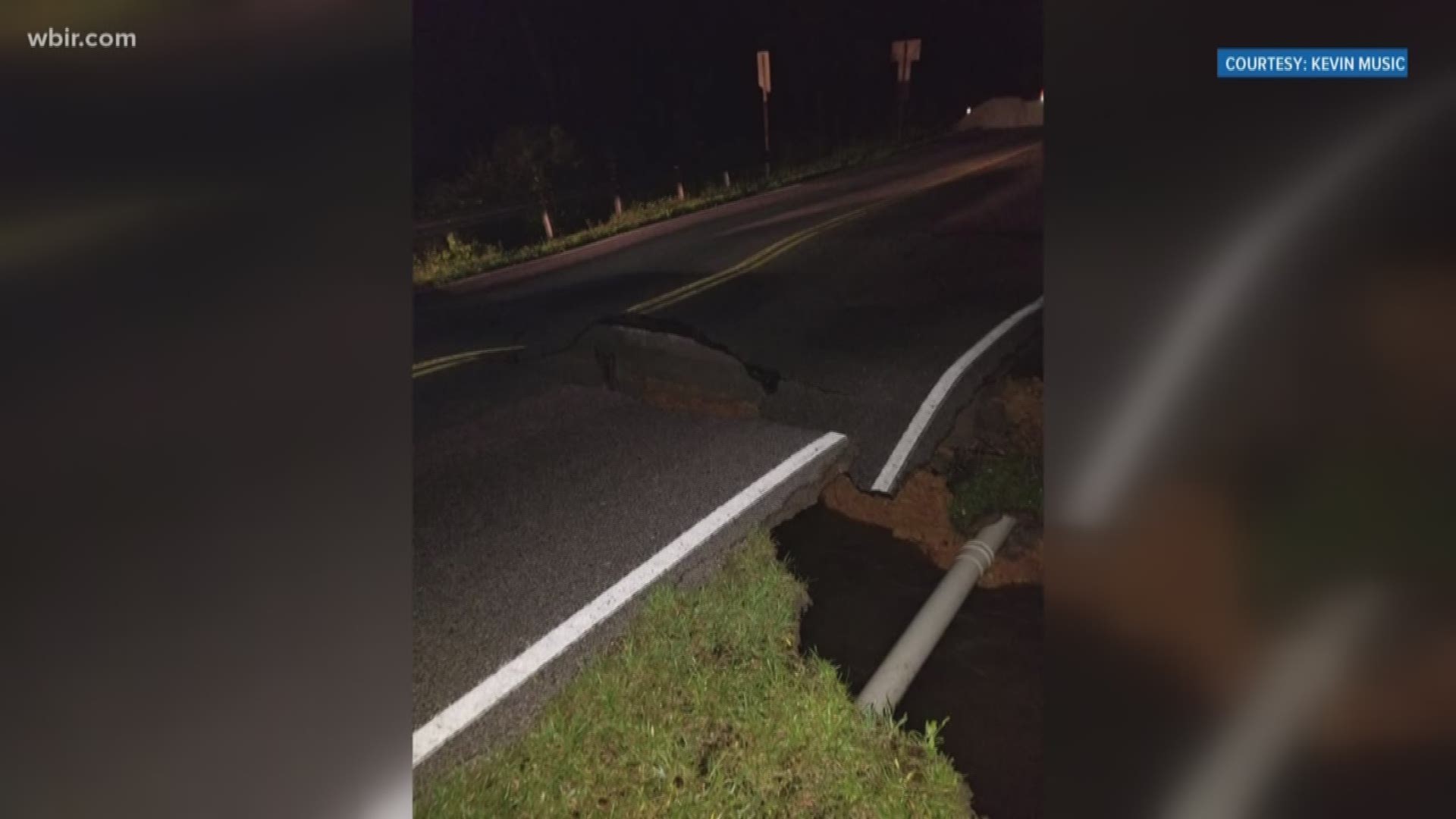 Heavy rains in Cumberland County took out a section of Old Jamestown Road in Crossville. Cumberland County EMA said the road will be closed for a while.