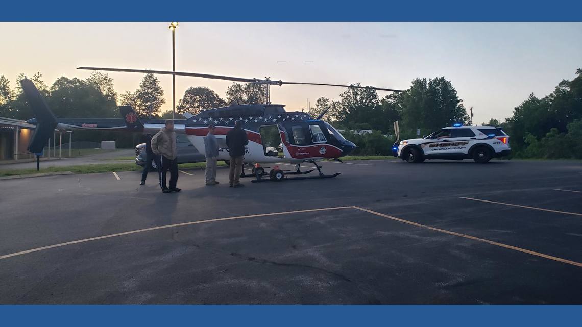 A helicopter in the parking lot of West Cheatham Elementary drew attention Thursday morning. Officials confirmed it was damaged during a medical evacuation.