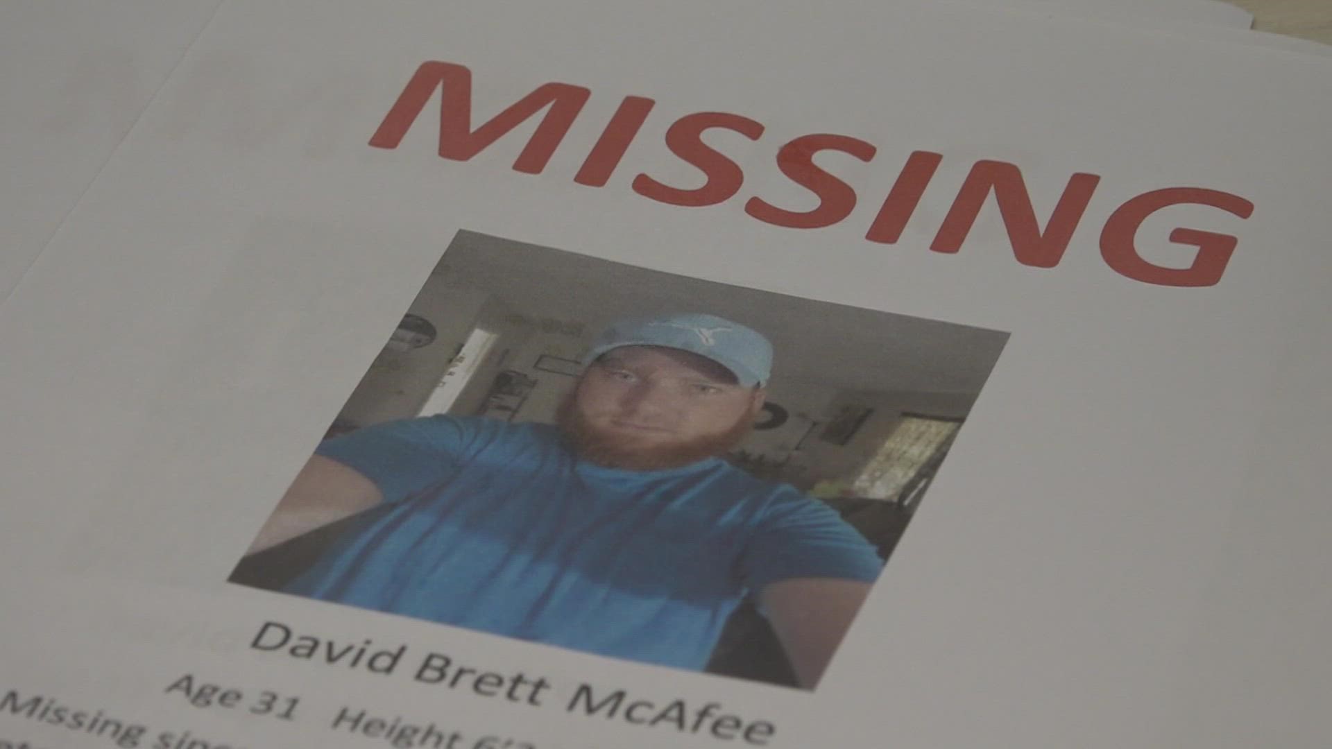 The search continues for David McAfee who has been missing since late October. A group of search and rescue teams went looking for clues on where he might be.