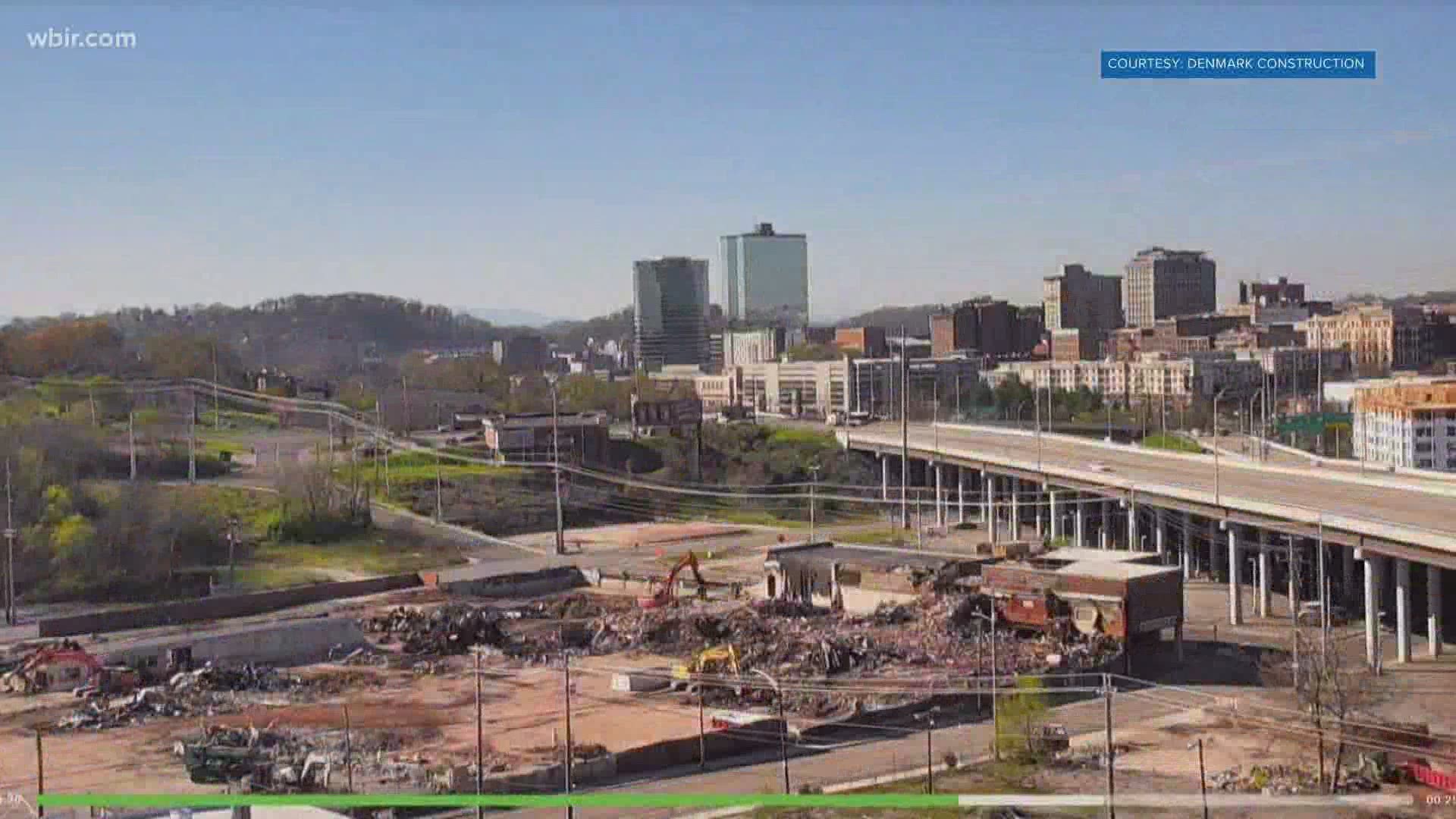 Demolition to make way for a proposed sports stadium east of the Old City is nearly complete.