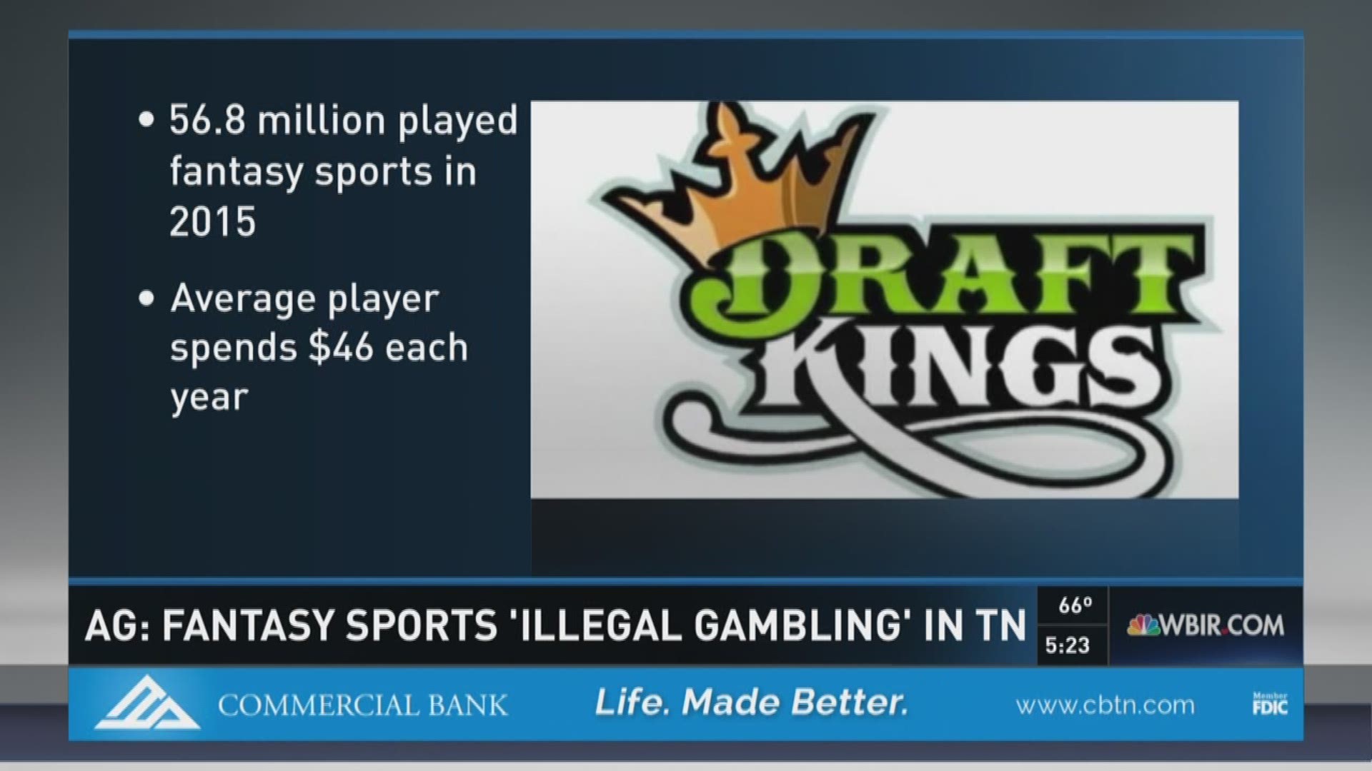 More than 56 million people in North America participated in fantasy sports last year, spending an average of $46. Now Tennessee's top attorney says that's illegal.