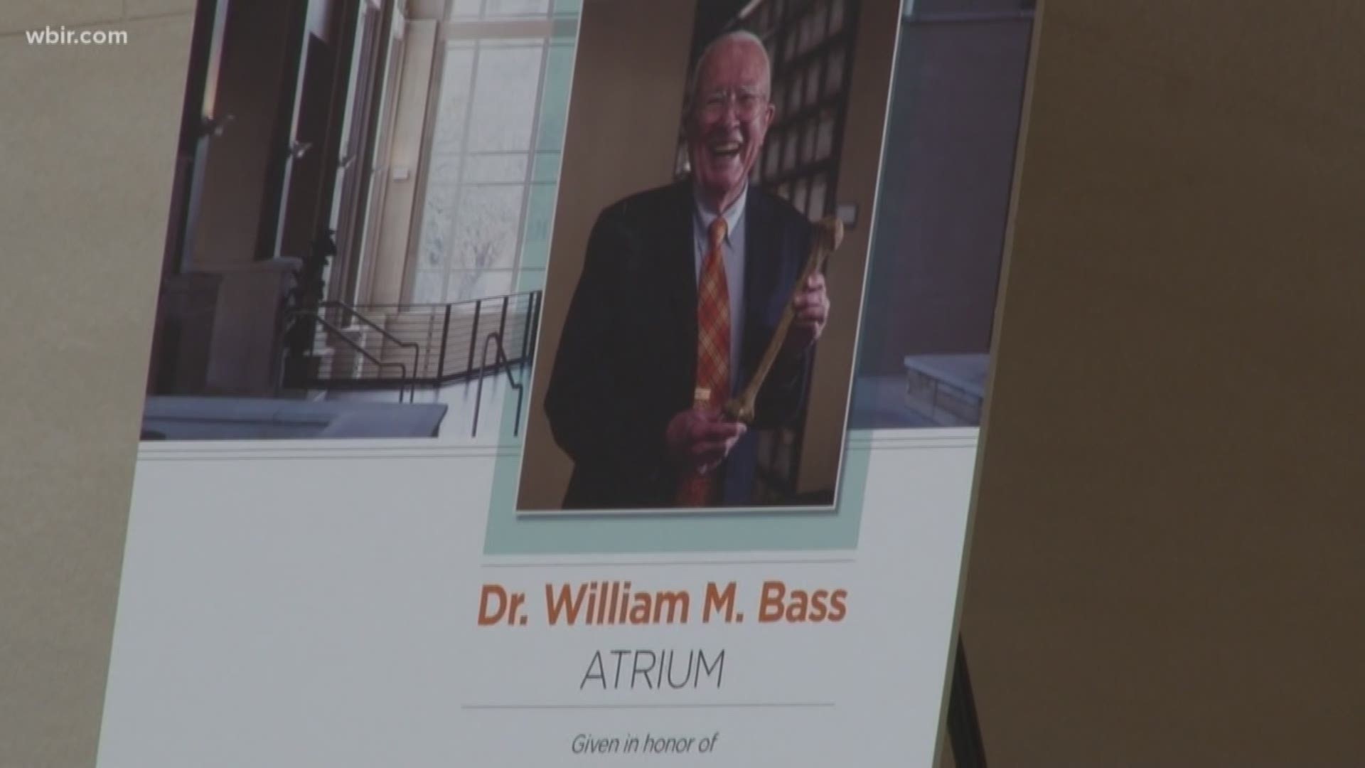 The University of Tennessee honored the renowned forensic anthropologist and 'Body Farm' founder by naming the atrium in Strong Hall after him.