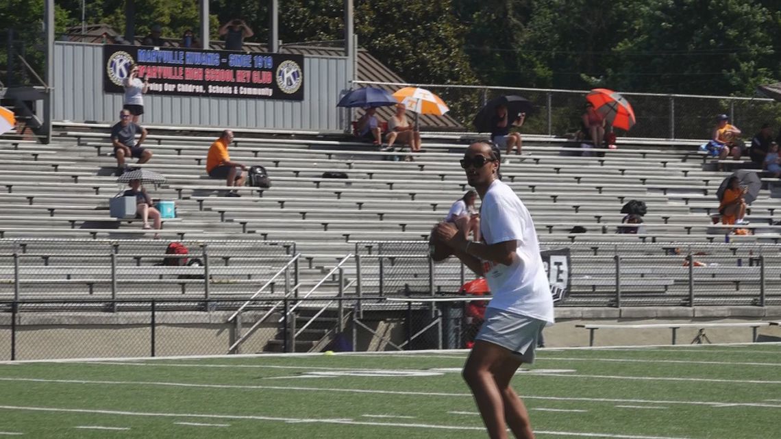 UT Quarterback Nico Iamaleava holds youth football camp at Maryville