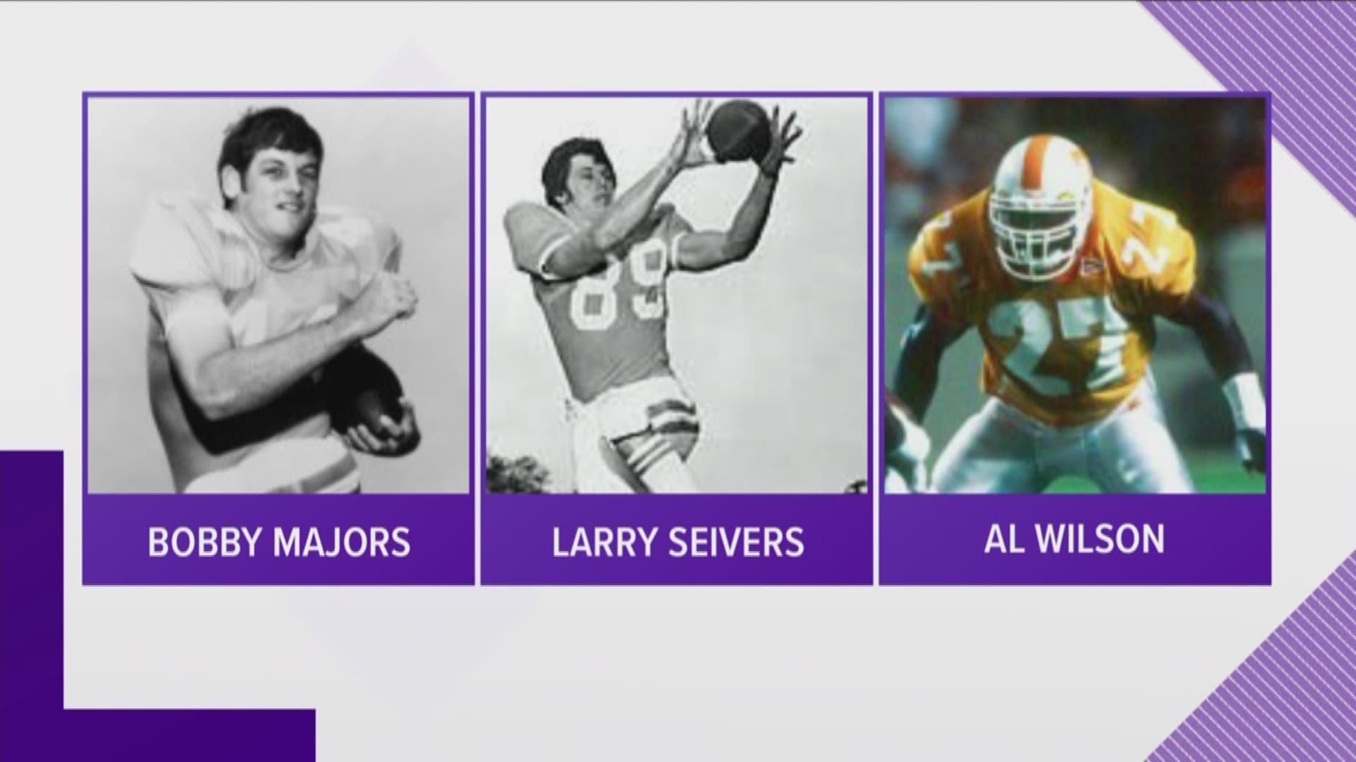 Bobby Majors led the Vols to bowl wins in 1971 and '72; Larry Seivers made the first team All-American in 1975 and '76; and Al Wilson was on the 1998 championship team.