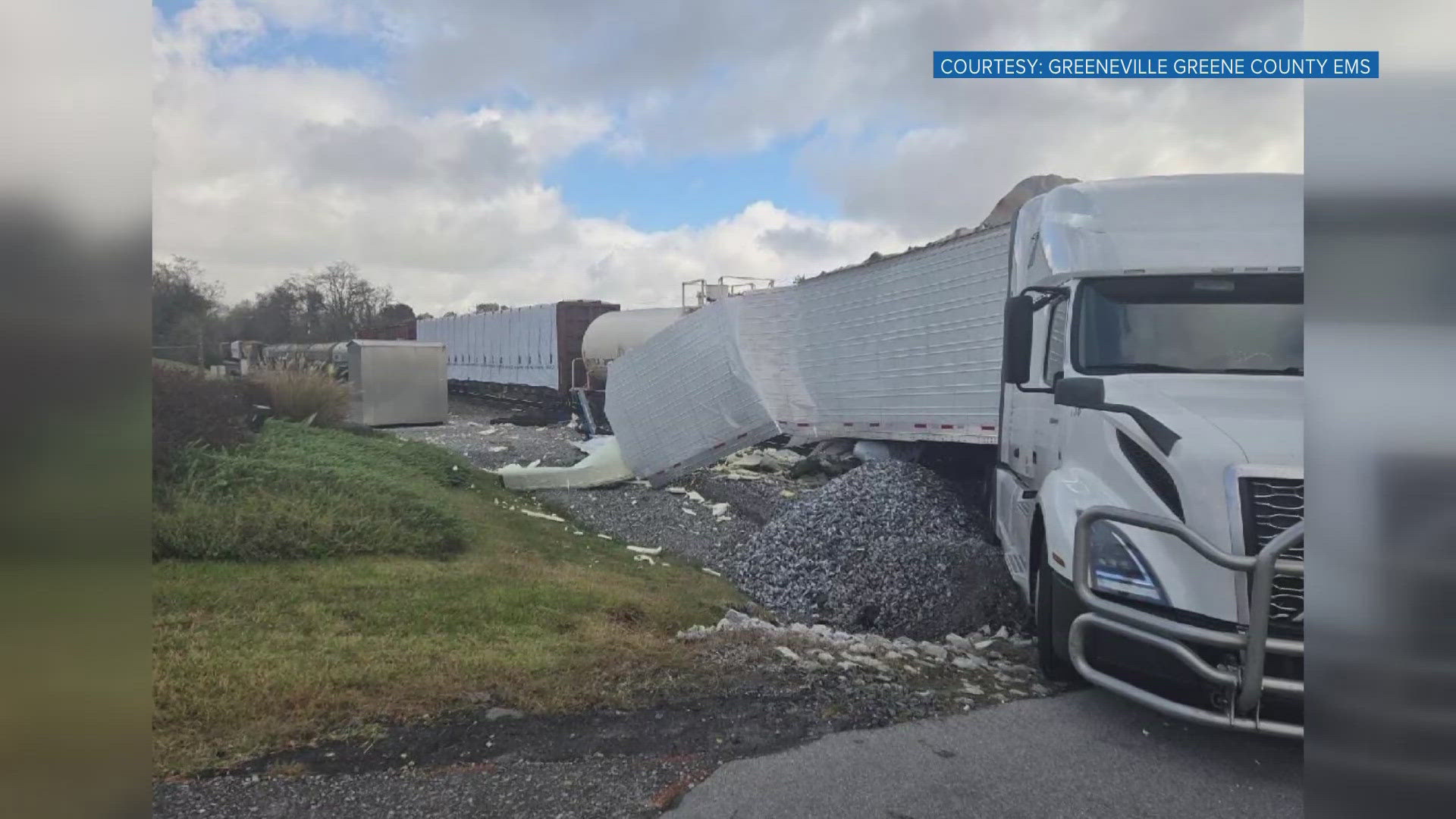 The Greeneville Police Department said although the truck driver was not injured, the train engine had "major damage" and was left on the scene for repairs.