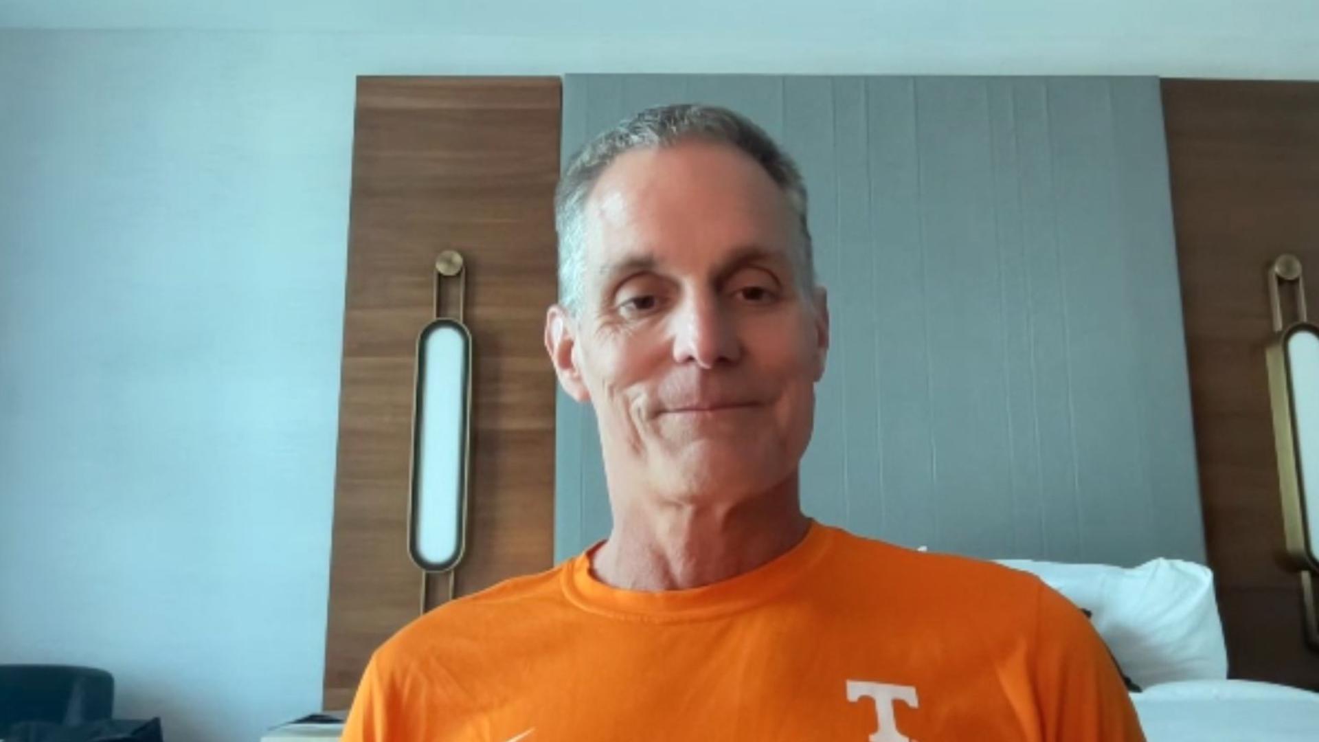University of Tennessee swim coach discusses how he has never seen his two swimmers compete in a swim-off to earn the last spot in the 100m relay.