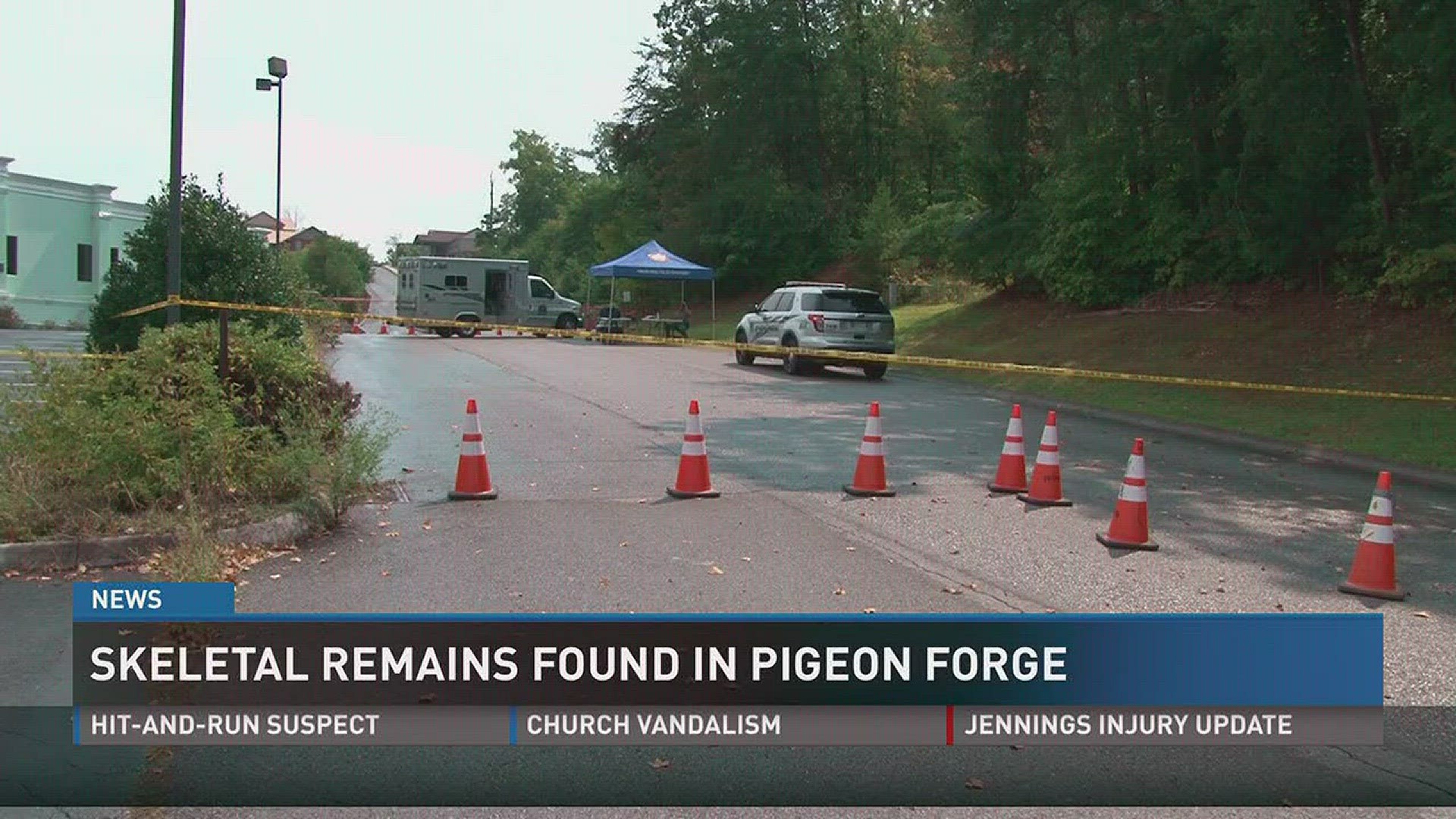 Pigeon Forge Police are investigating human remains found near a hotel in a tent.