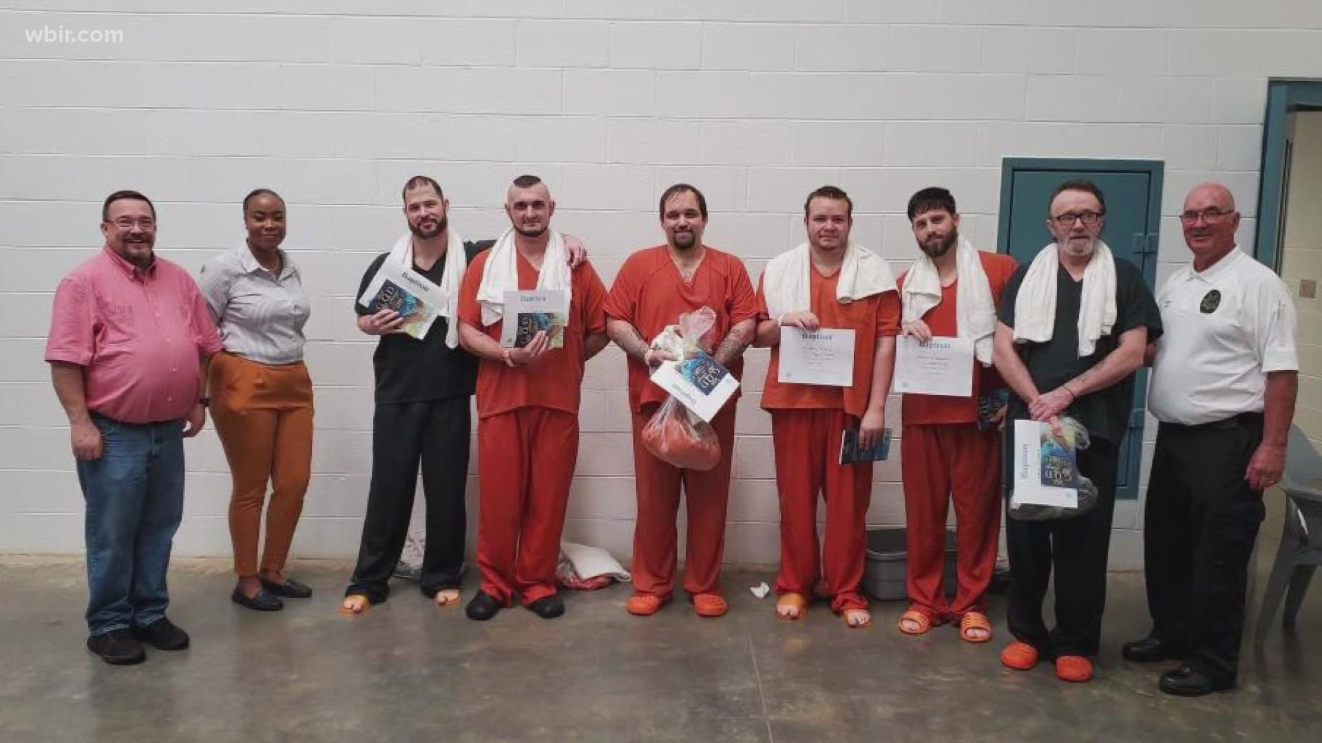 Six Anderson County inmates get baptized while serving sentence