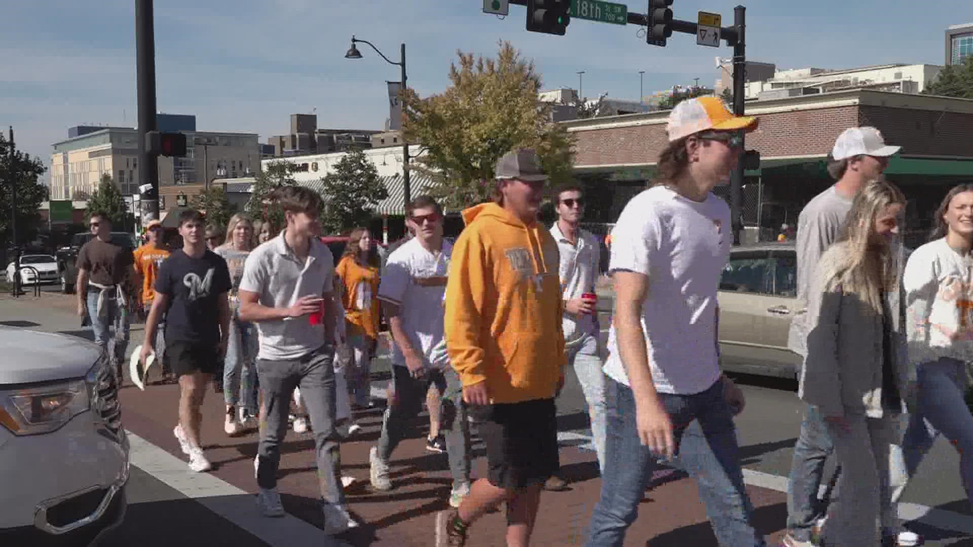 Tennessee football is bringing record-breaking sales for businesses on Cumberland Avenue. They said they have to take on more staff to prepare for the crowds.