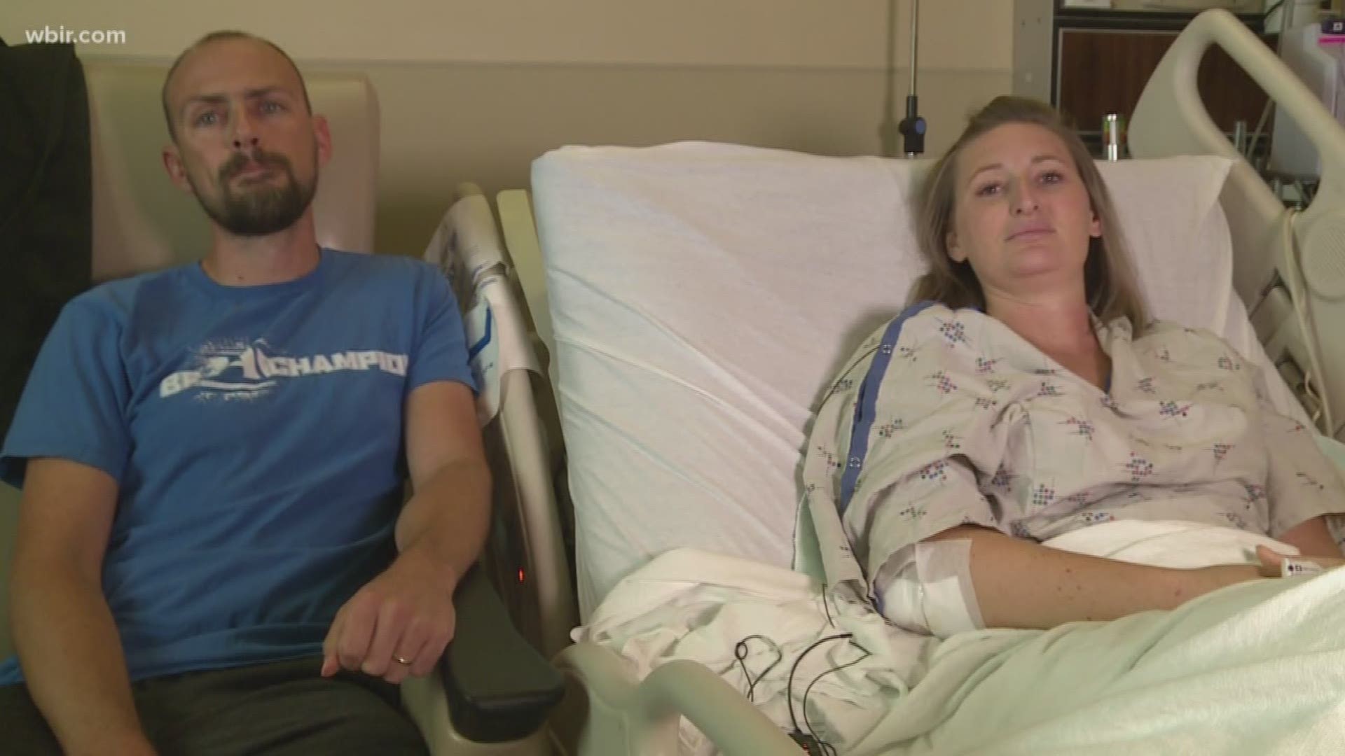 A Knoxville mother is thankful her children are okay after a horrific car accident left her with broken bones and needing surgery.