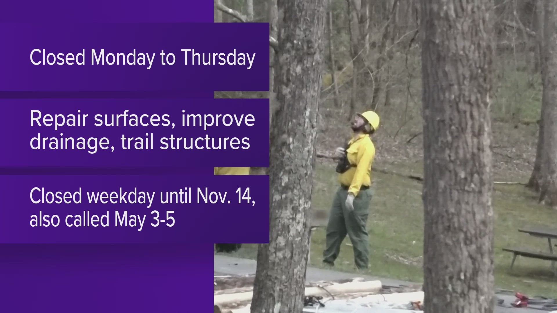 The Ramsey Cascades Trail will be closed on weekdays from April 15 to Nov. 14 for rehabilitation work.