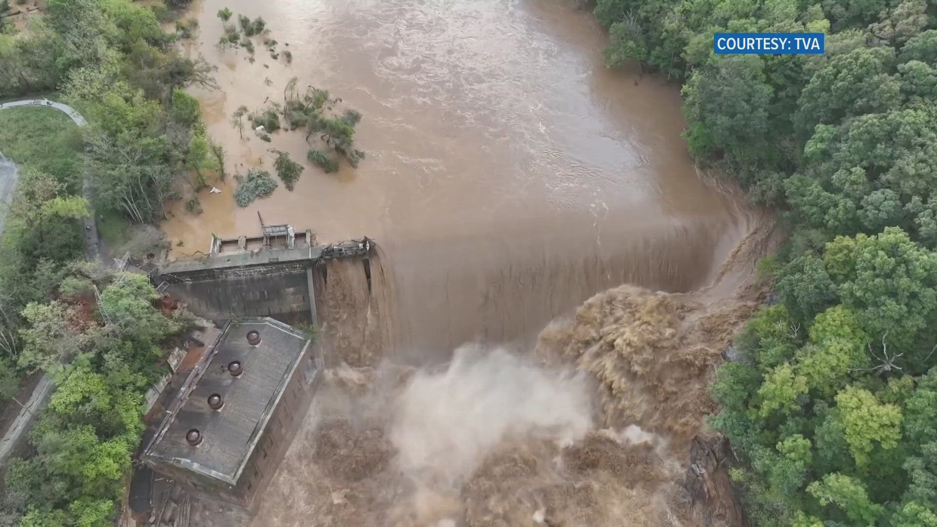 The TVA said by opening the spillway gate, the reservoir will be lowered and a team can perform an inspection without water rolling over the top.