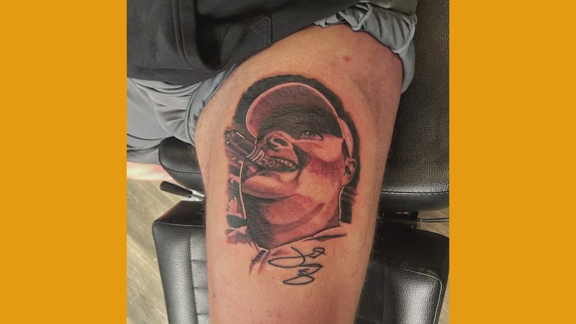 Luke Jackson got his tattoo of Huepel smoking a cigar when Tennessee beat Alabama. He got to show it to Heupel for the first time this past weekend.