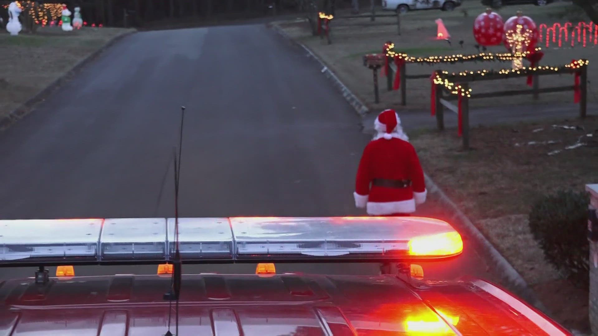 The event was held on the evening of Christmas Eve, and crews brought Santa's helpers around the community on fire trucks.