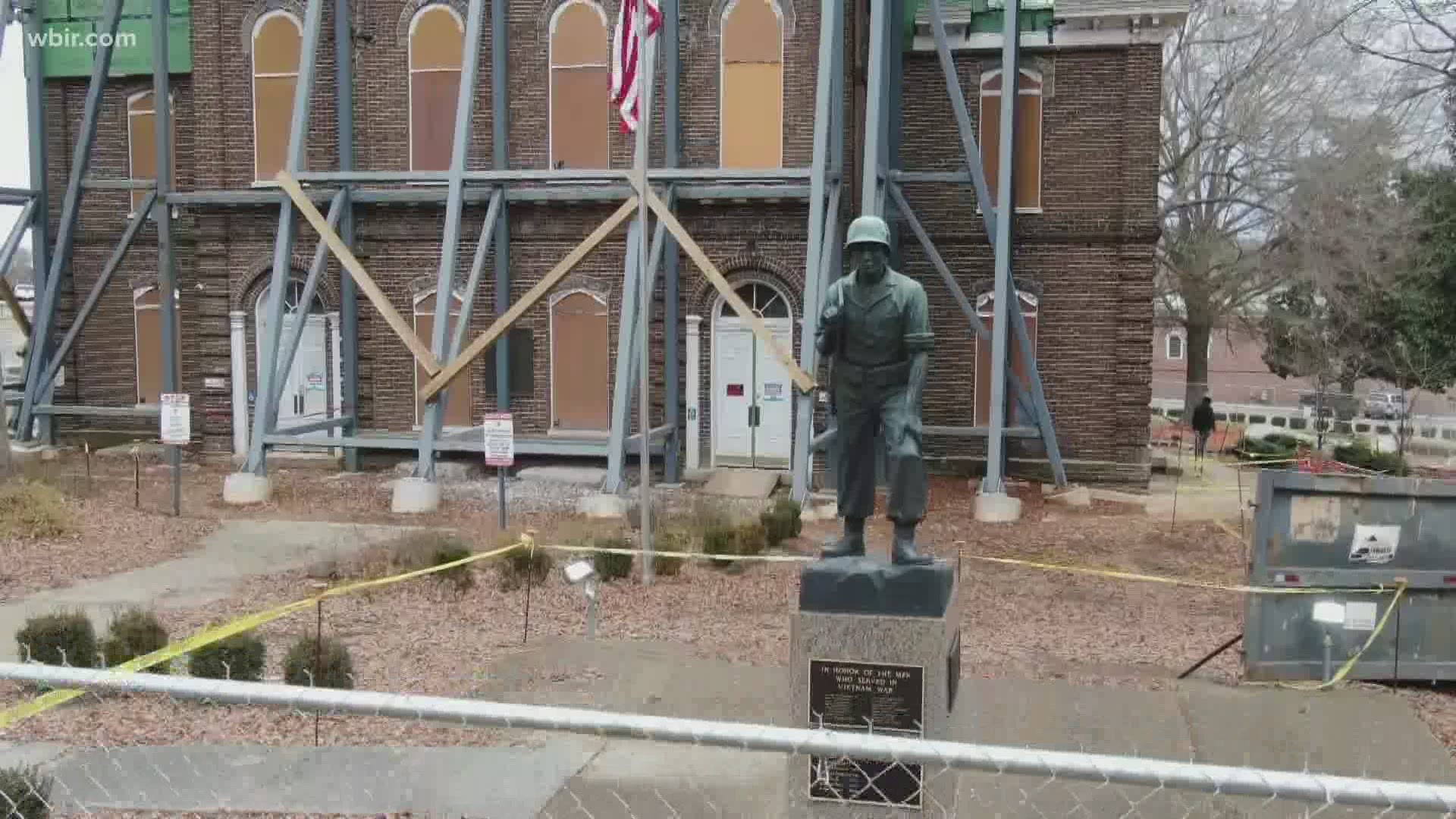 Take a look at the progress crews have made restoring the Loudon County Courthouse after a fire in 2019 burned down much of it.